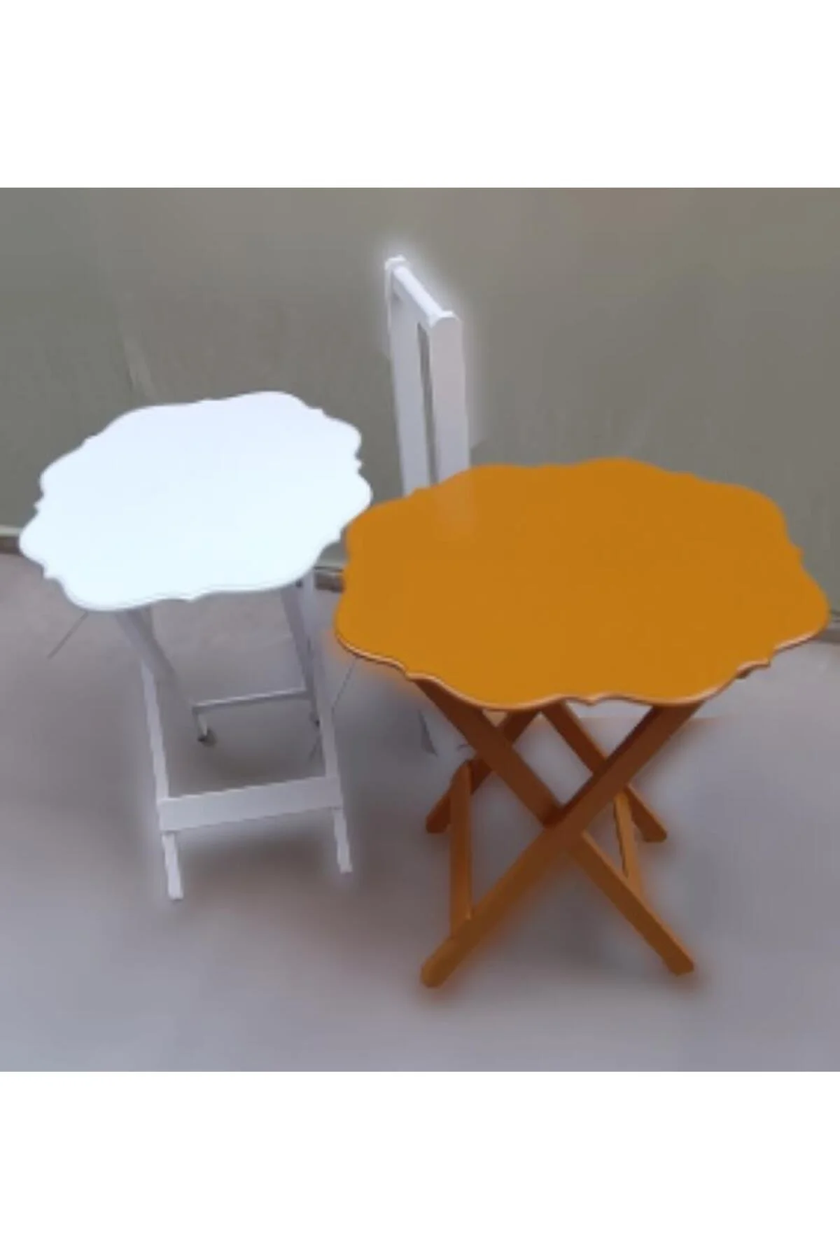 Zigon Çanta 90081 Sehpa Yonca Model İkili Tk Ahşap MDF Beyaz ve Hardal Renk Uyum - Görsel 6