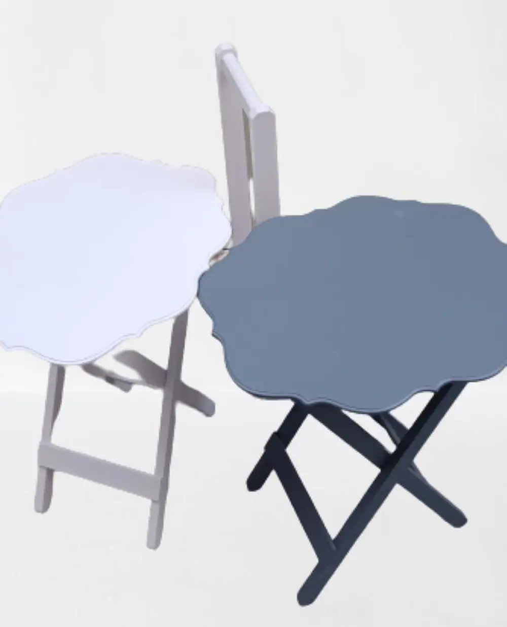 Zigon Çanta 90082 Sehpa Yonca Model 2 li Tk Ahşap MDF Beyaz Gri R