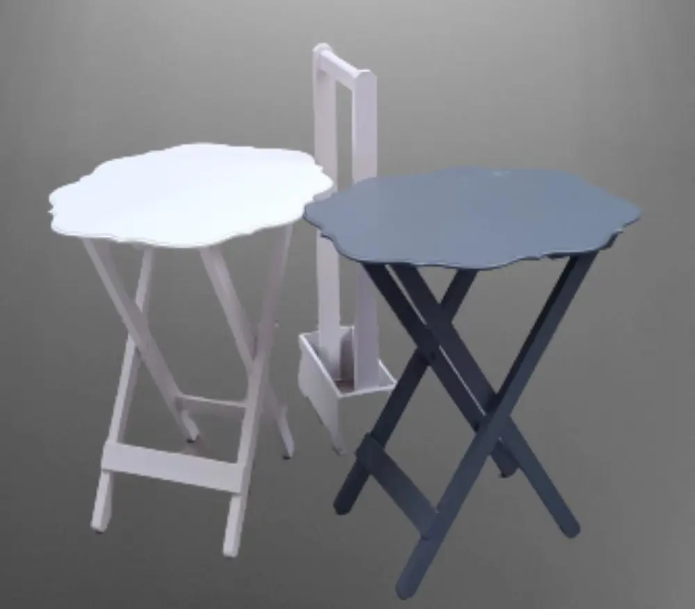 Zigon Çanta 90082 Sehpa Yonca Model 2 li Tk Ahşap MDF Beyaz Gri R