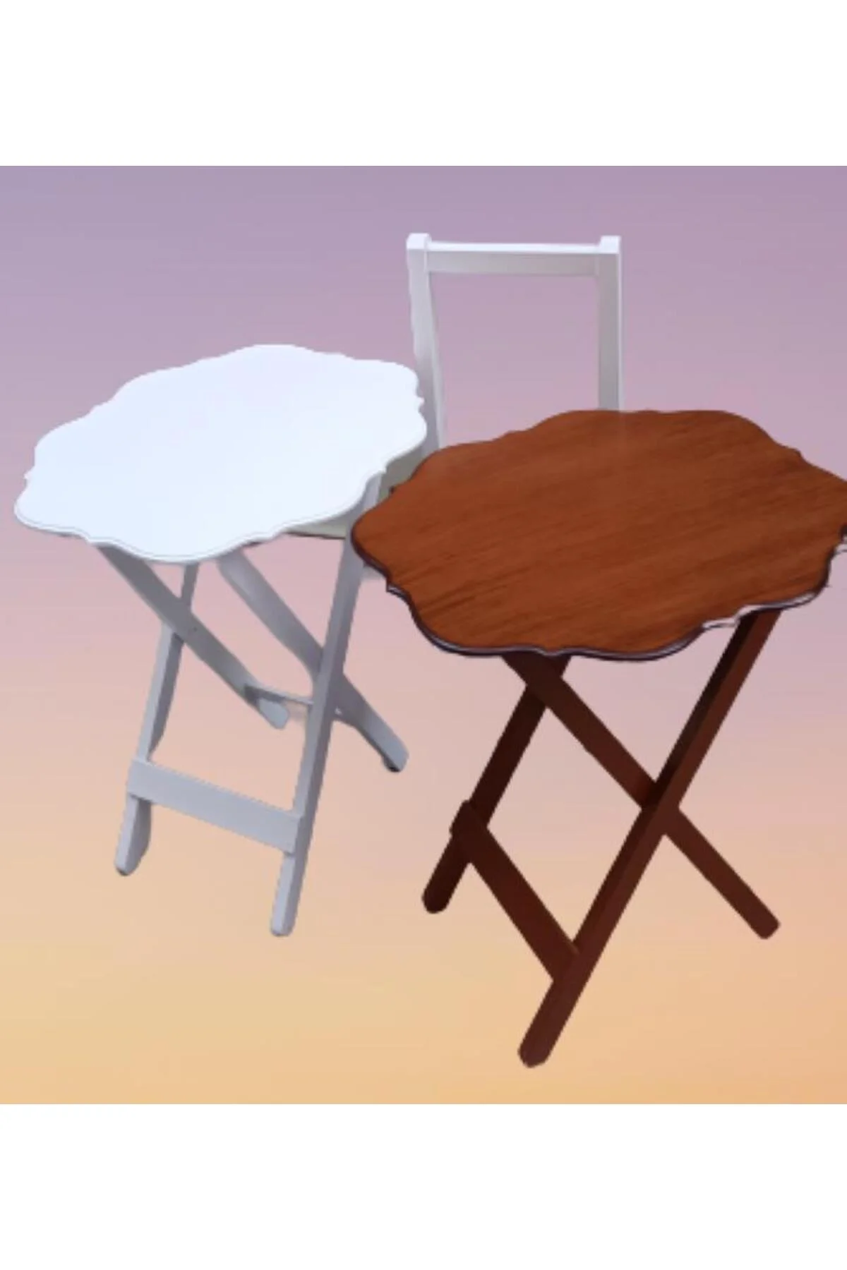 Zigon Çanta 90083 Yonca Model 2 li Takım Ahşap MDF Beyaz-Ceviz Renk Uyum El Yapım - Görsel 7