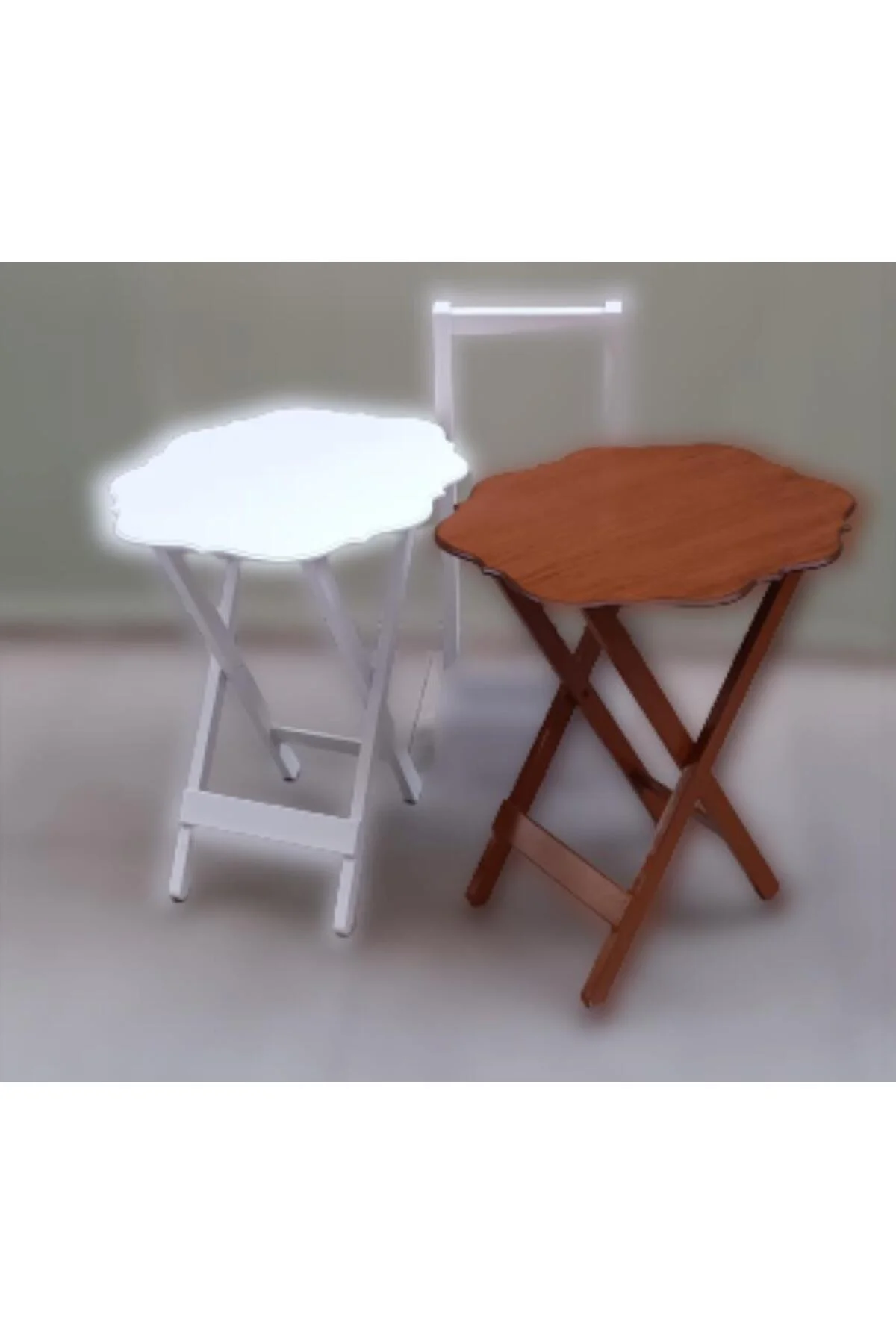 Zigon Çanta 90083 Yonca Model 2 li Takım Ahşap MDF Beyaz-Ceviz Renk Uyum El Yapım - Görsel 6