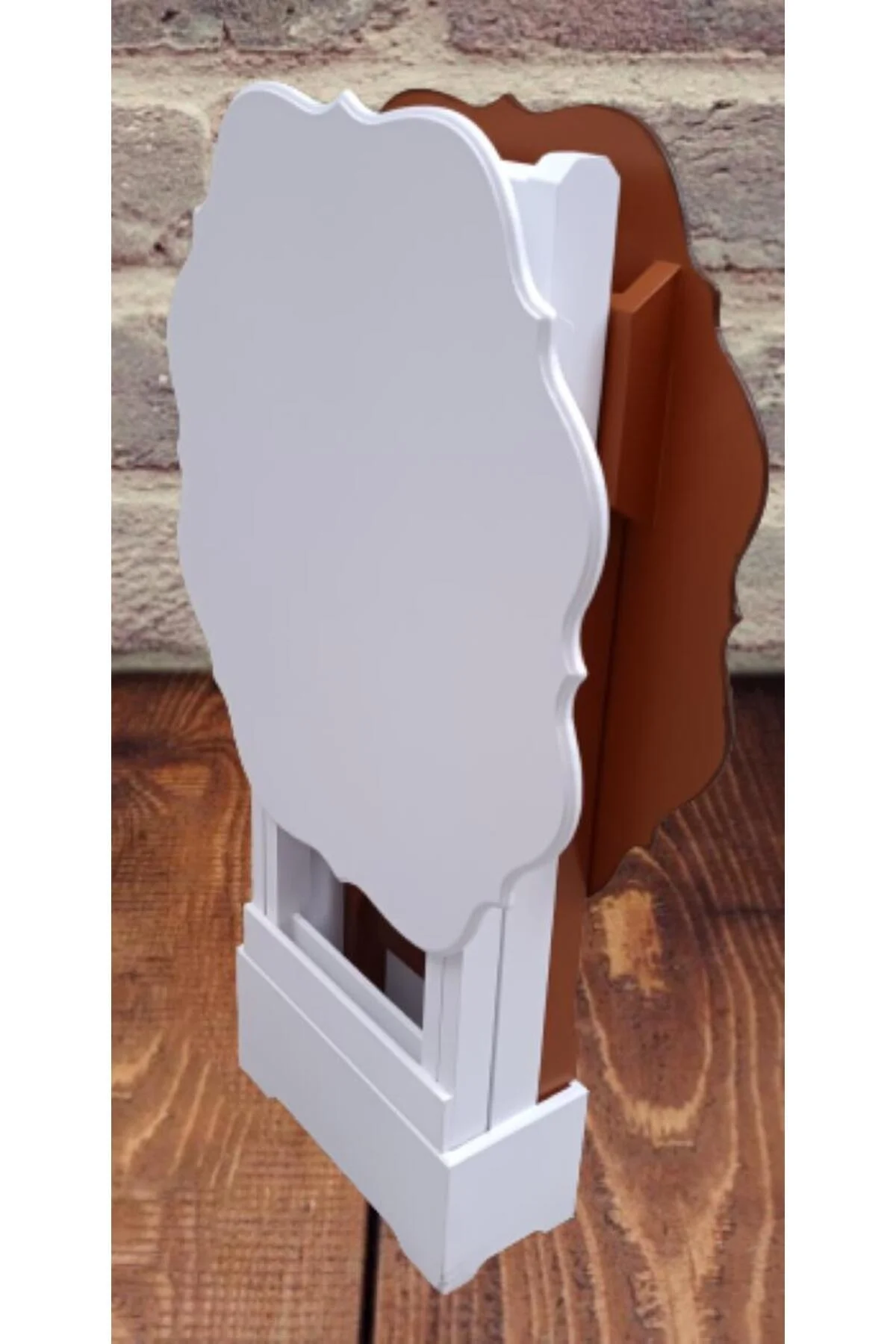 Zigon Çanta 90083 Yonca Model 2 li Takım Ahşap MDF Beyaz-Ceviz Renk Uyum El Yapım - Görsel 5