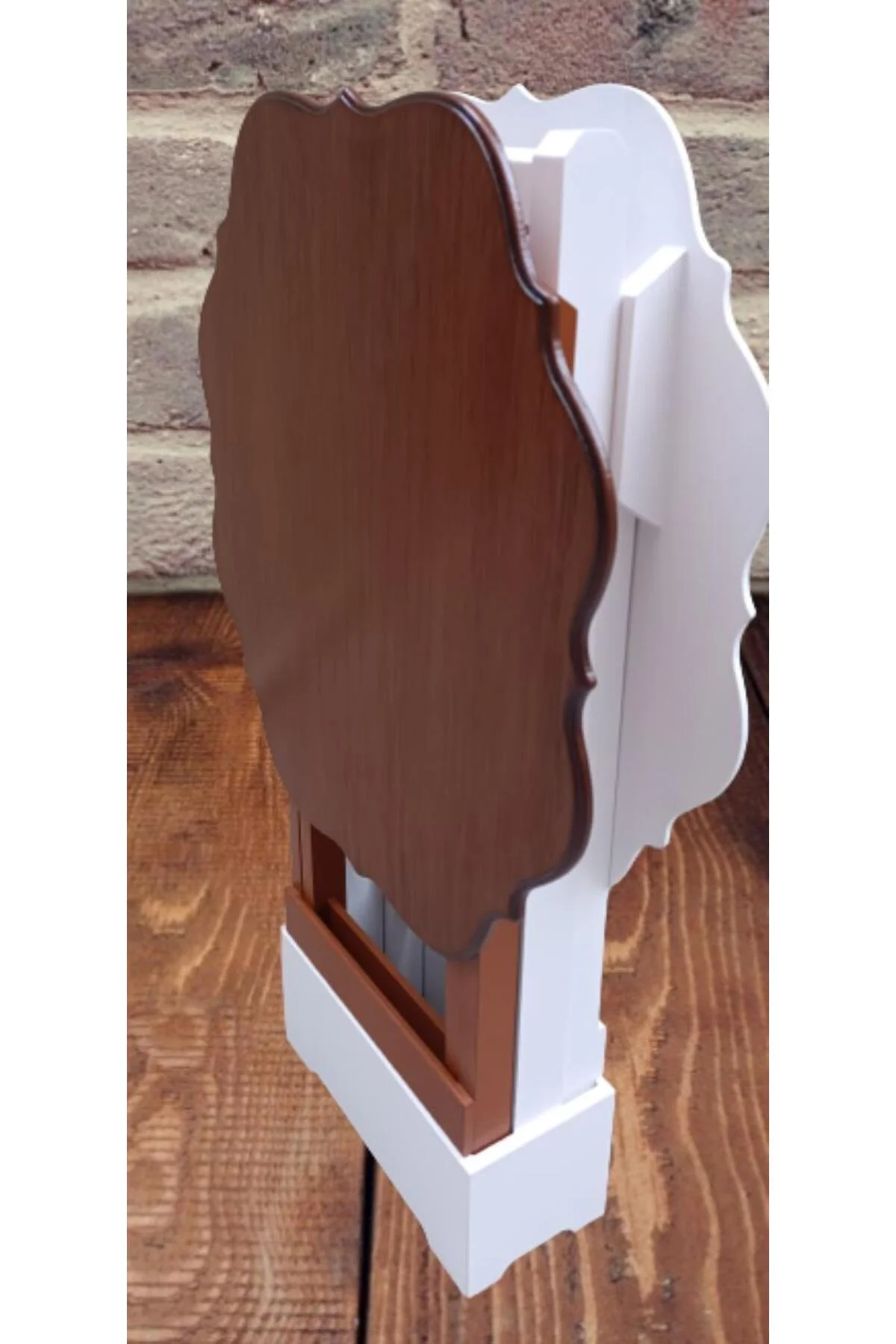 Zigon Çanta 90083 Yonca Model 2 li Takım Ahşap MDF Beyaz-Ceviz Renk Uyum El Yapım - Görsel 3