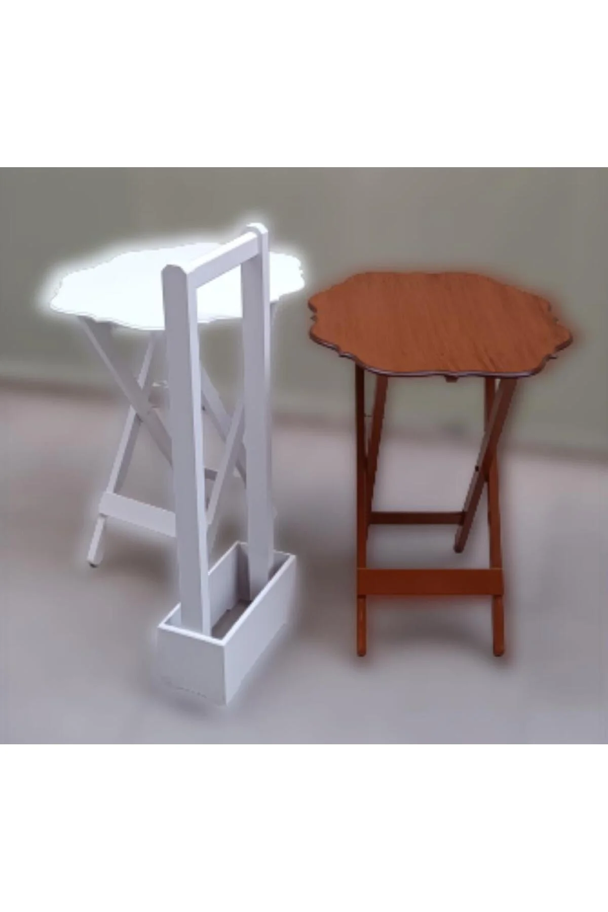 Zigon Çanta 90083 Yonca Model 2 li Takım Ahşap MDF Beyaz-Ceviz Renk Uyum El Yapım - Görsel 8