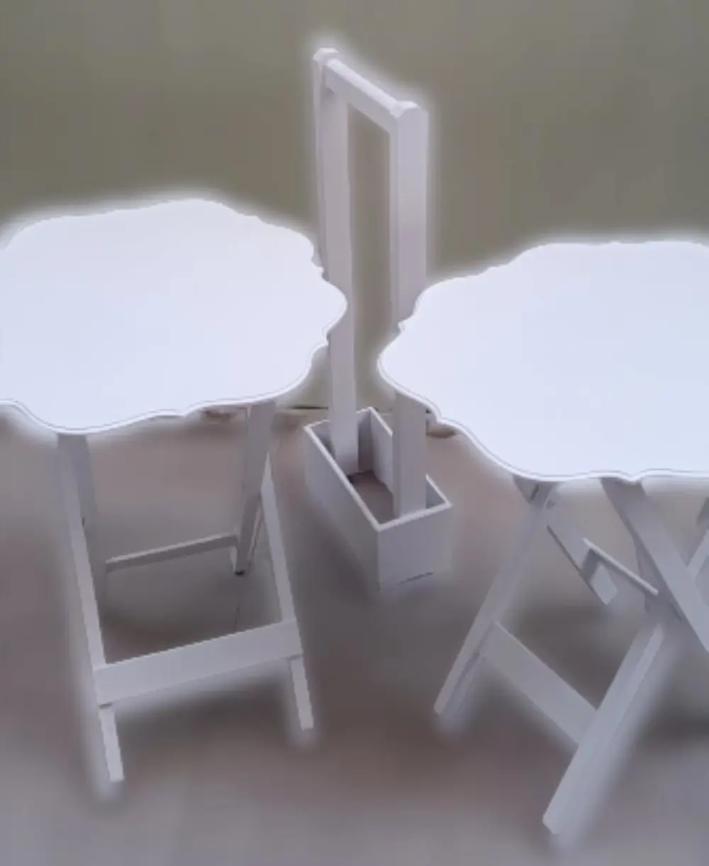 Zigon Çanta 90084 Yonca Model İkili Takım Ahşap Mdf Beyaz  Renk U