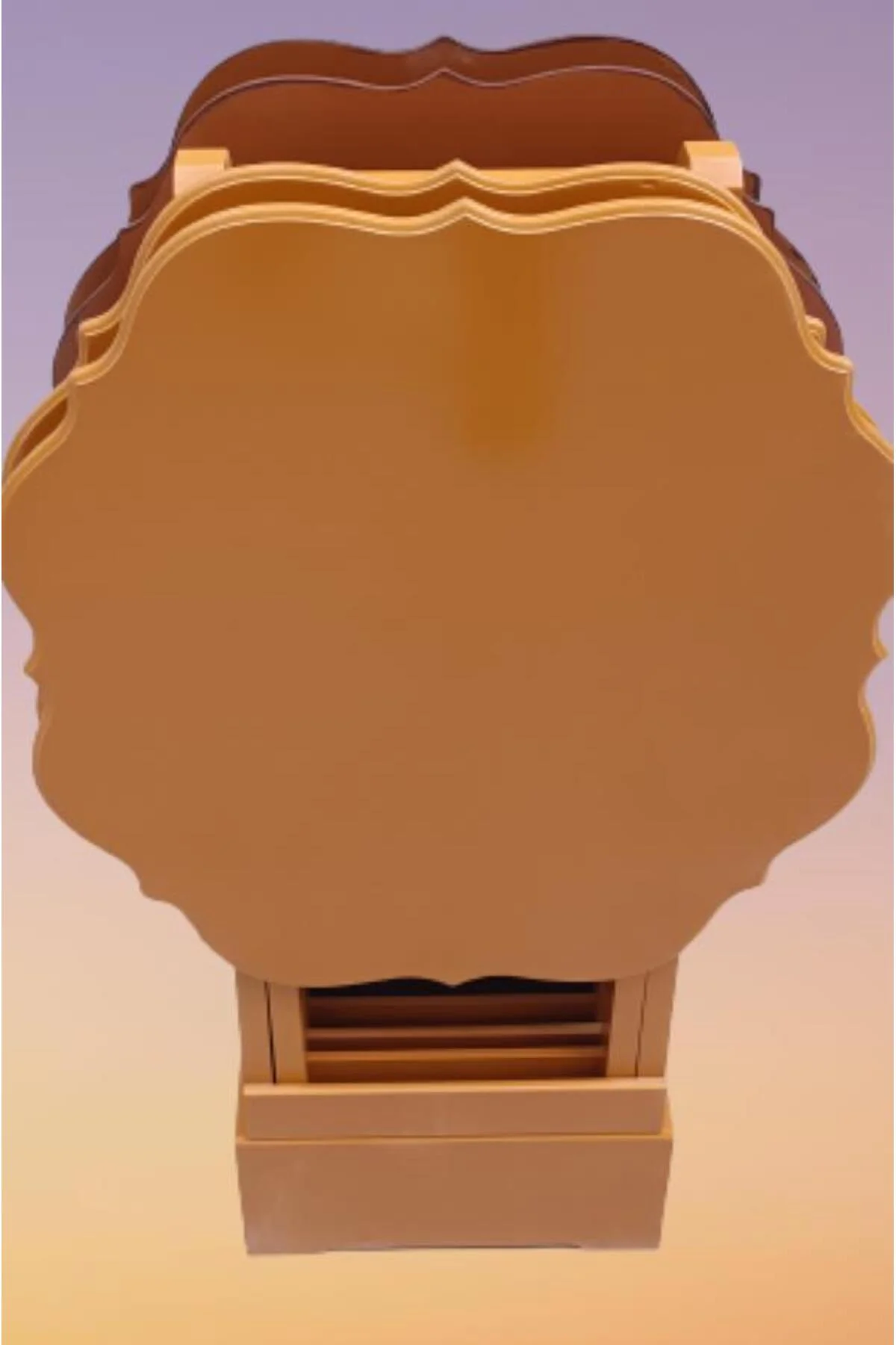 Zigon Çanta 90085 Sehpa Yonca Model Ahşap MDF Ceviz ve Hardal Renk Uyum El Yapım - Görsel 2