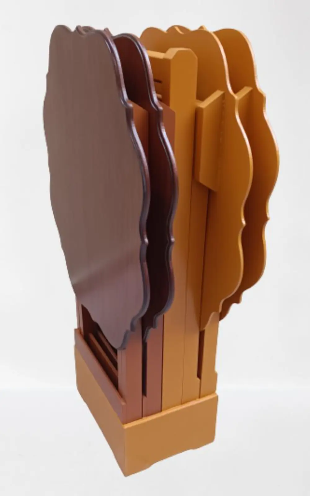 Zigon Çanta 90085 Sehpa Yonca Model Ahşap MDF Ceviz ve Hardal Ren