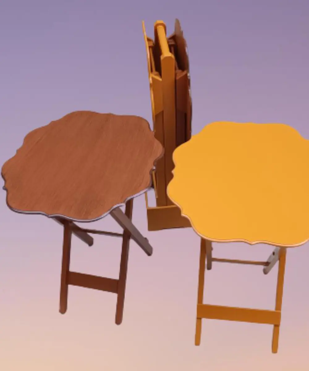 Zigon Çanta 90085 Sehpa Yonca Model Ahşap MDF Ceviz ve Hardal Ren