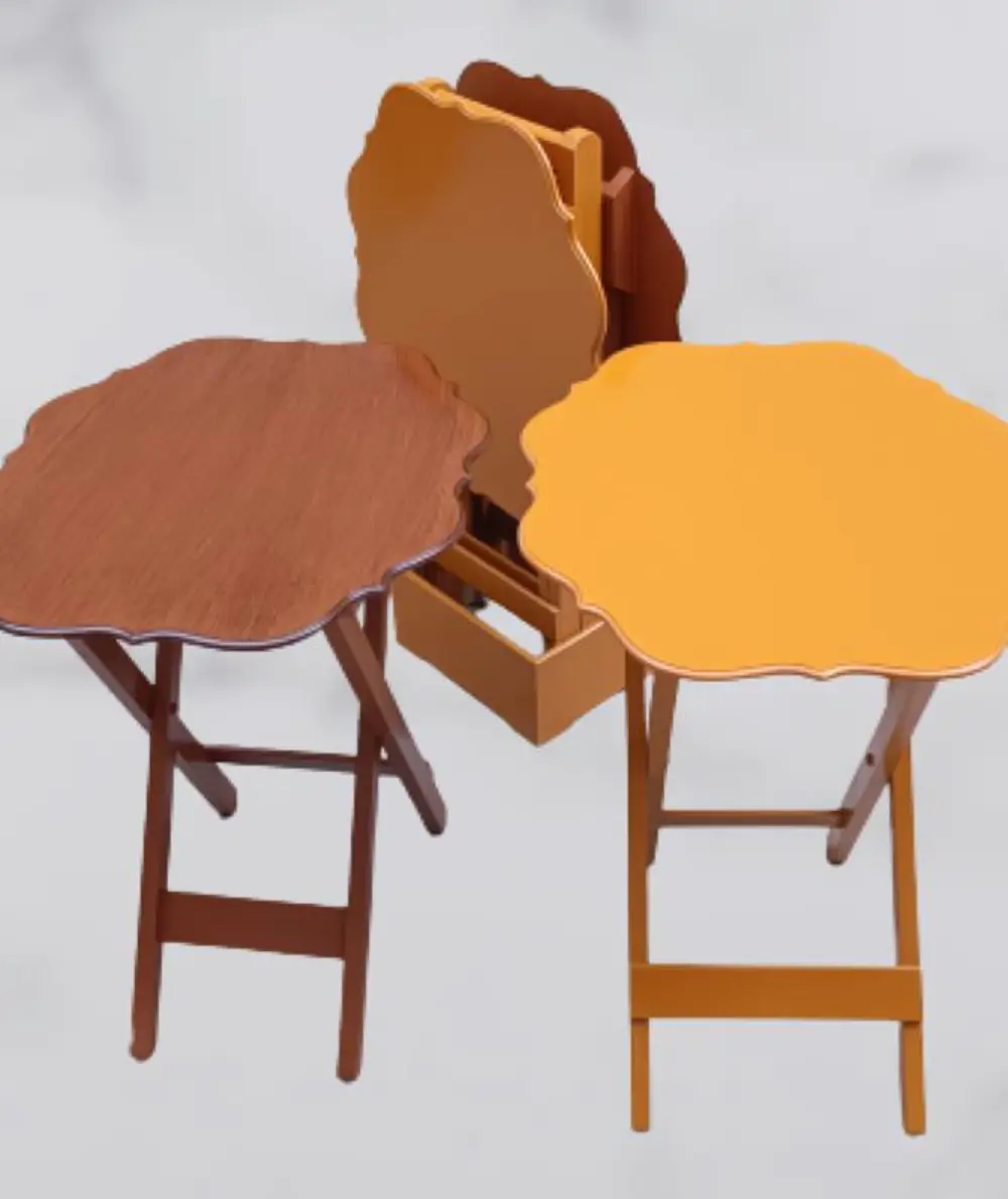 Zigon Çanta 90085 Sehpa Yonca Model Ahşap MDF Ceviz ve Hardal Ren