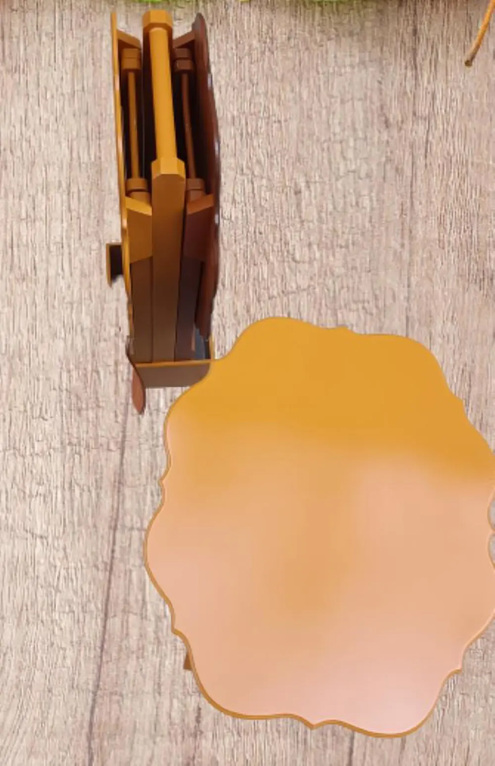 Zigon Çanta 90085 Sehpa Yonca Model Ahşap MDF Ceviz ve Hardal Ren