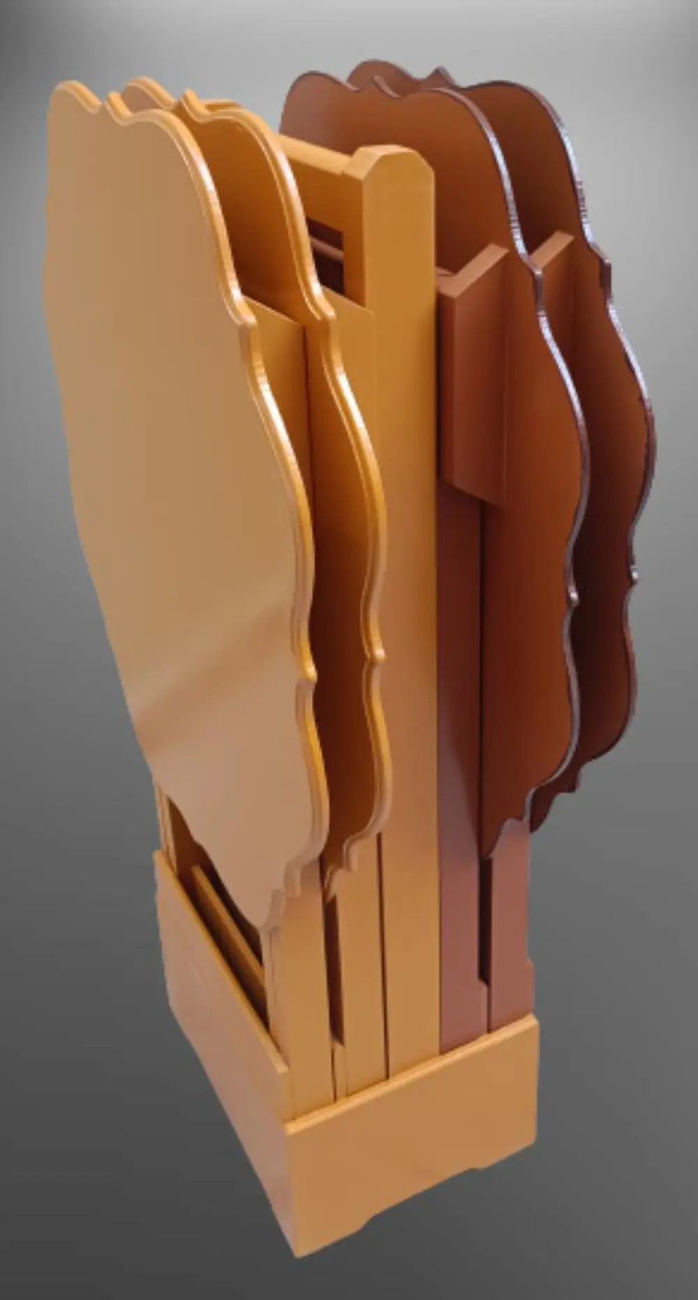 Zigon Çanta 90085 Sehpa Yonca Model Ahşap MDF Ceviz ve Hardal Ren