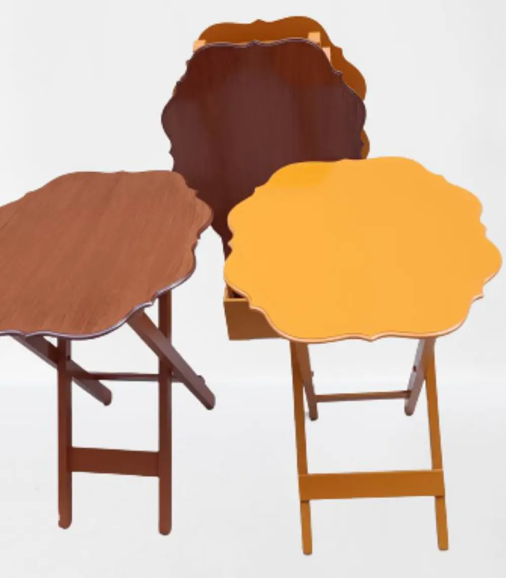 Zigon Çanta 90085 Sehpa Yonca Model Ahşap MDF Ceviz ve Hardal Ren