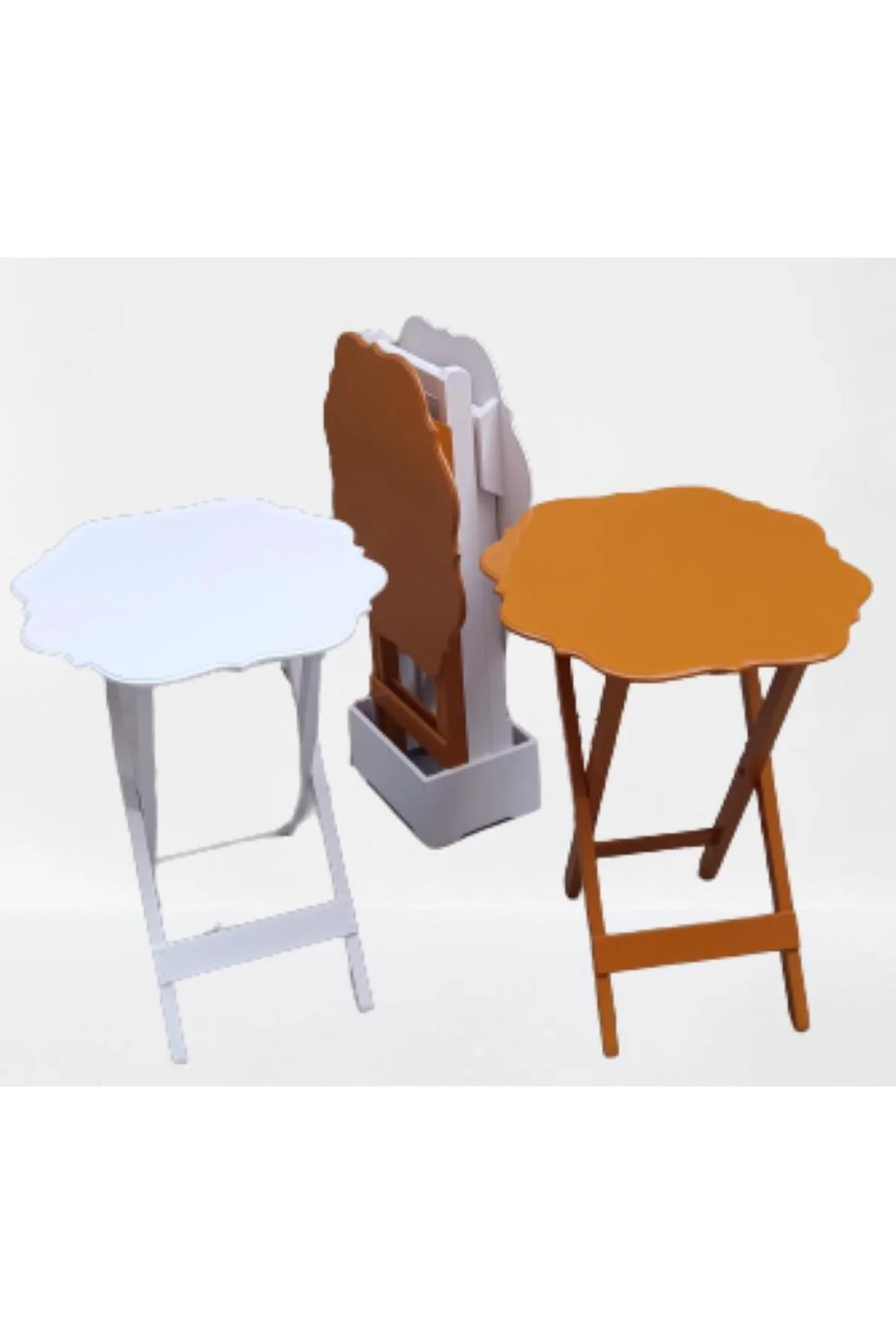 Zigon Çanta 90086 Yonca Dörtlü 90086 Ahşap MDF Beyaz ve Hardal Renk Uyum El Yapım - Görsel 8