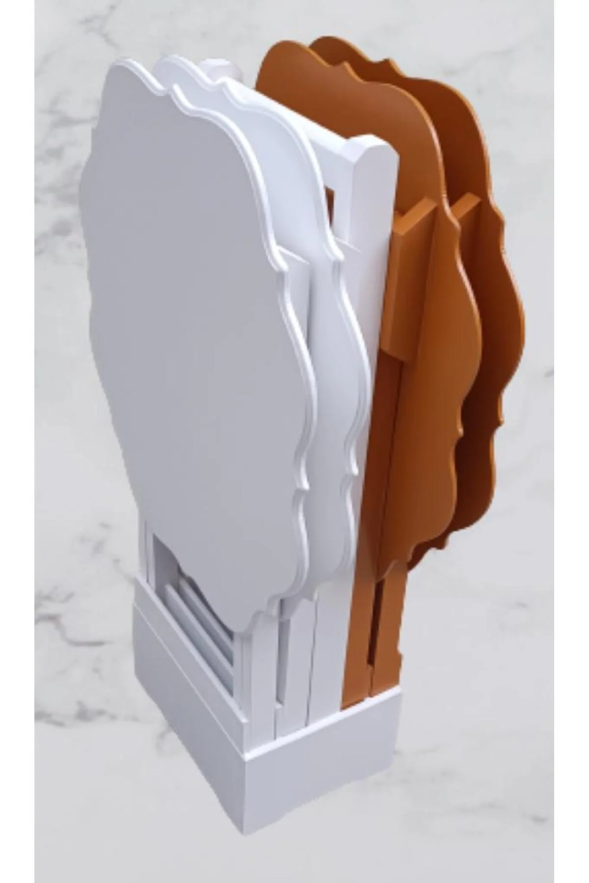 Zigon Çanta 90086 Yonca Dörtlü 90086 Ahşap MDF Beyaz ve Hardal Renk Uyum El Yapım - Görsel 3