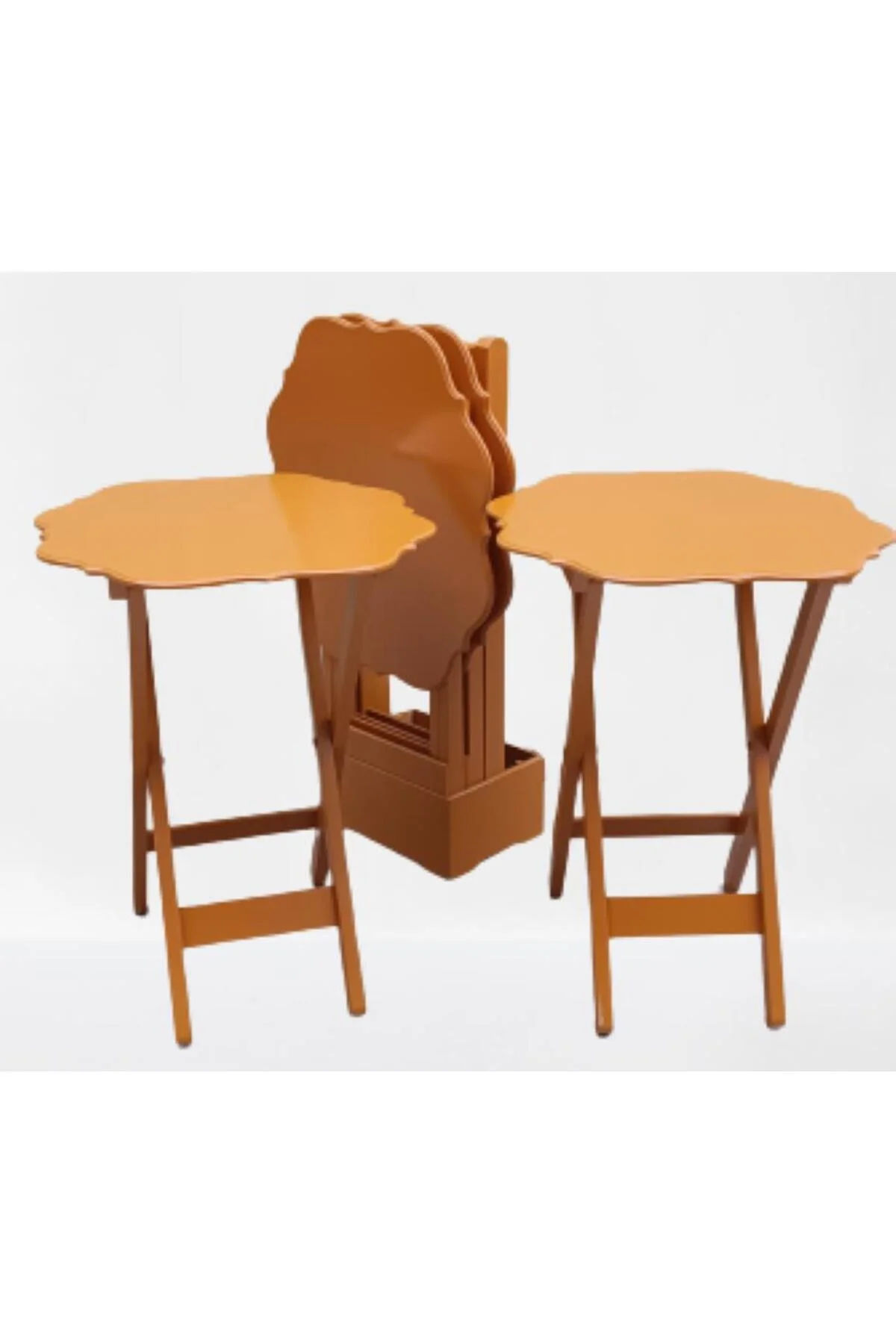Zigon Çanta 90087 Sehpa Yonca Tk Dörtlü Model Ahşap MDF Hardal Renk Uyum El Yapım - Görsel 8