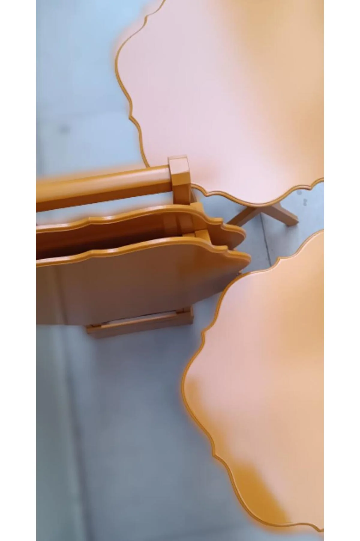 Zigon Çanta 90087 Sehpa Yonca Tk Dörtlü Model Ahşap MDF Hardal Renk Uyum El Yapım - Görsel 4
