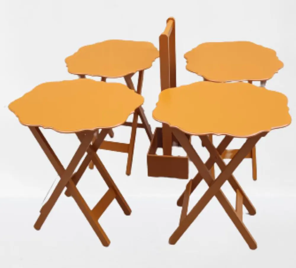 Zigon Çanta 90087 Sehpa Yonca Tk Dörtlü Model Ahşap MDF Hardal Re