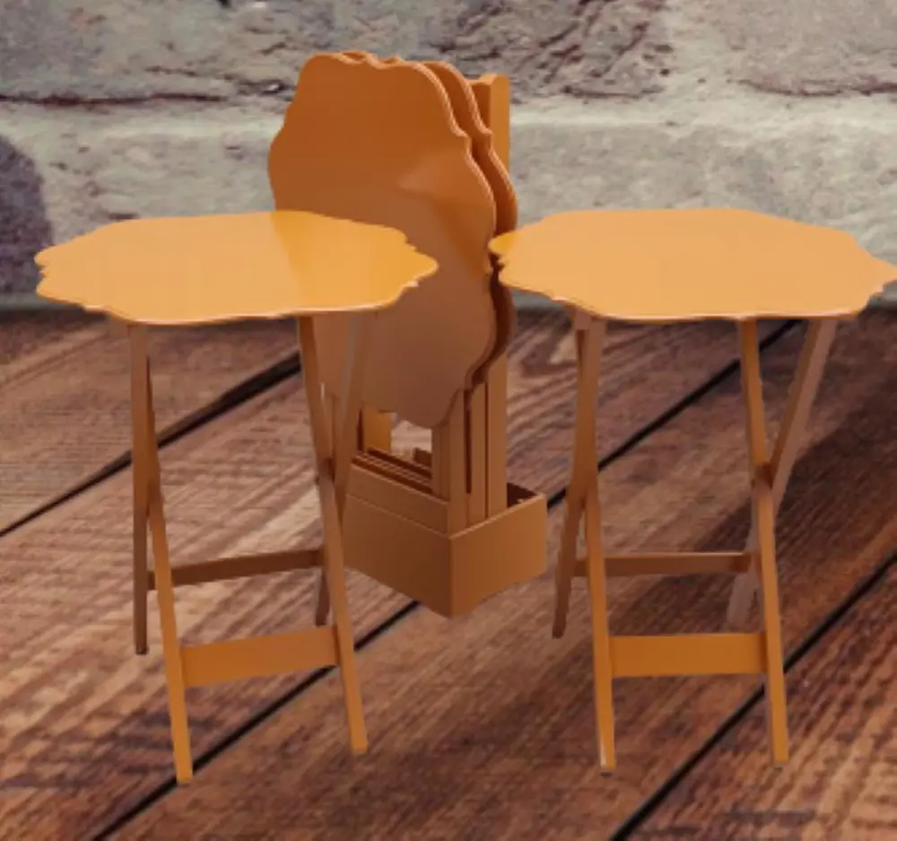 Zigon Çanta 90087 Sehpa Yonca Tk Dörtlü Model Ahşap MDF Hardal Re