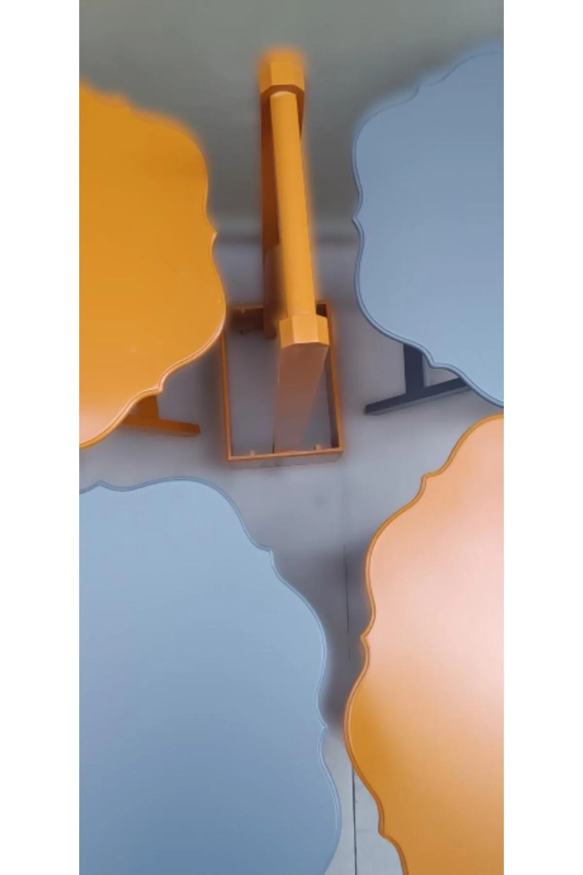 Zigon Çanta 90088 Sehpa Yonca 4 lü Model Ahşap MDF Gri-Hardal Renk Uyum El yapım - Görsel 2