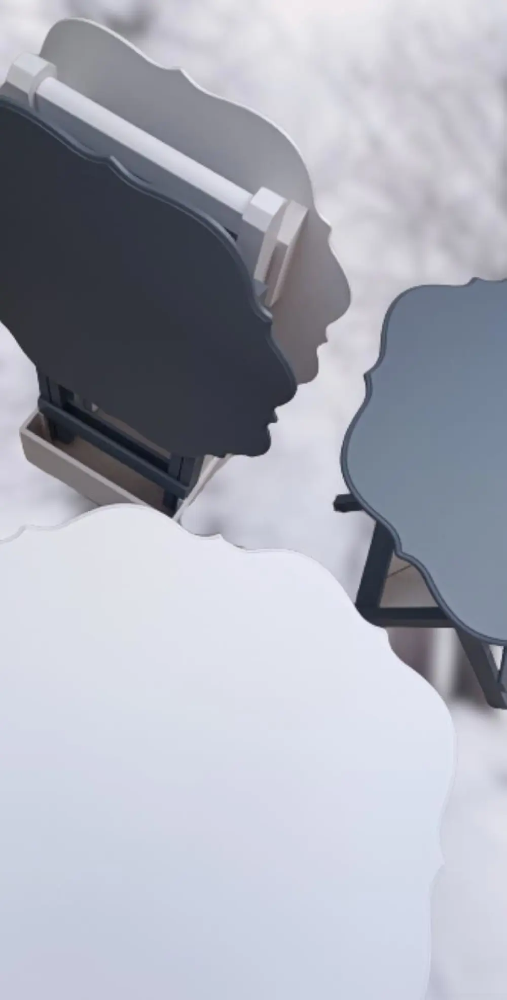 Zigon Çanta  90090 Sehpa Yonca Model Ahşap MDF4 LÜ Beyaz ve Gri R