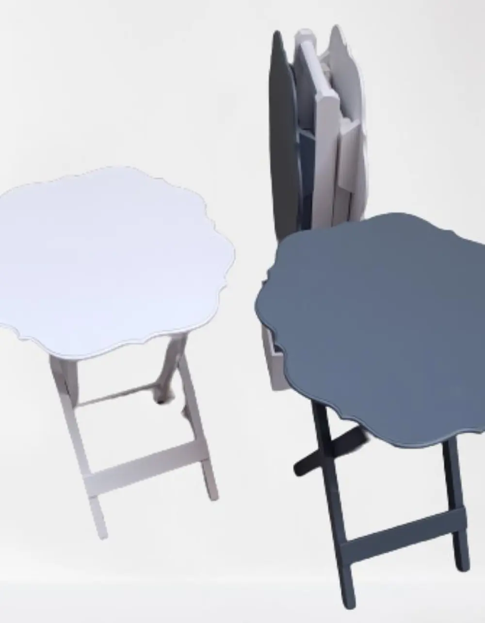 Zigon Çanta  90090 Sehpa Yonca Model Ahşap MDF4 LÜ Beyaz ve Gri R