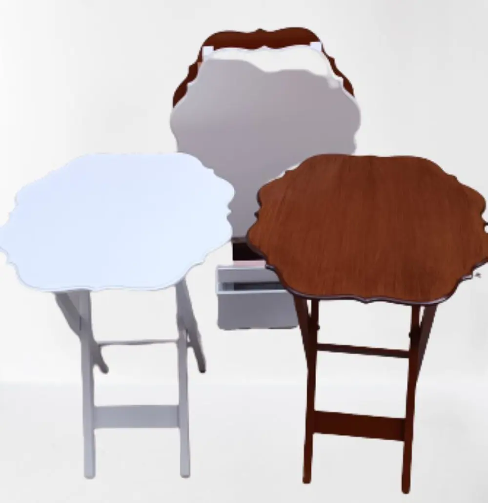 Zigon Çanta 90092 Sehpa Yonca Model Ahşap MDF Ceviz ve Beyaz Renk