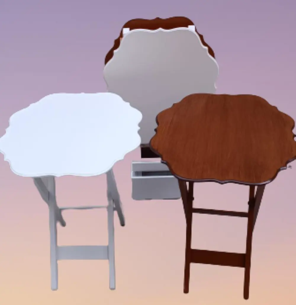 Zigon Çanta 90092 Sehpa Yonca Model Ahşap MDF Ceviz ve Beyaz Renk