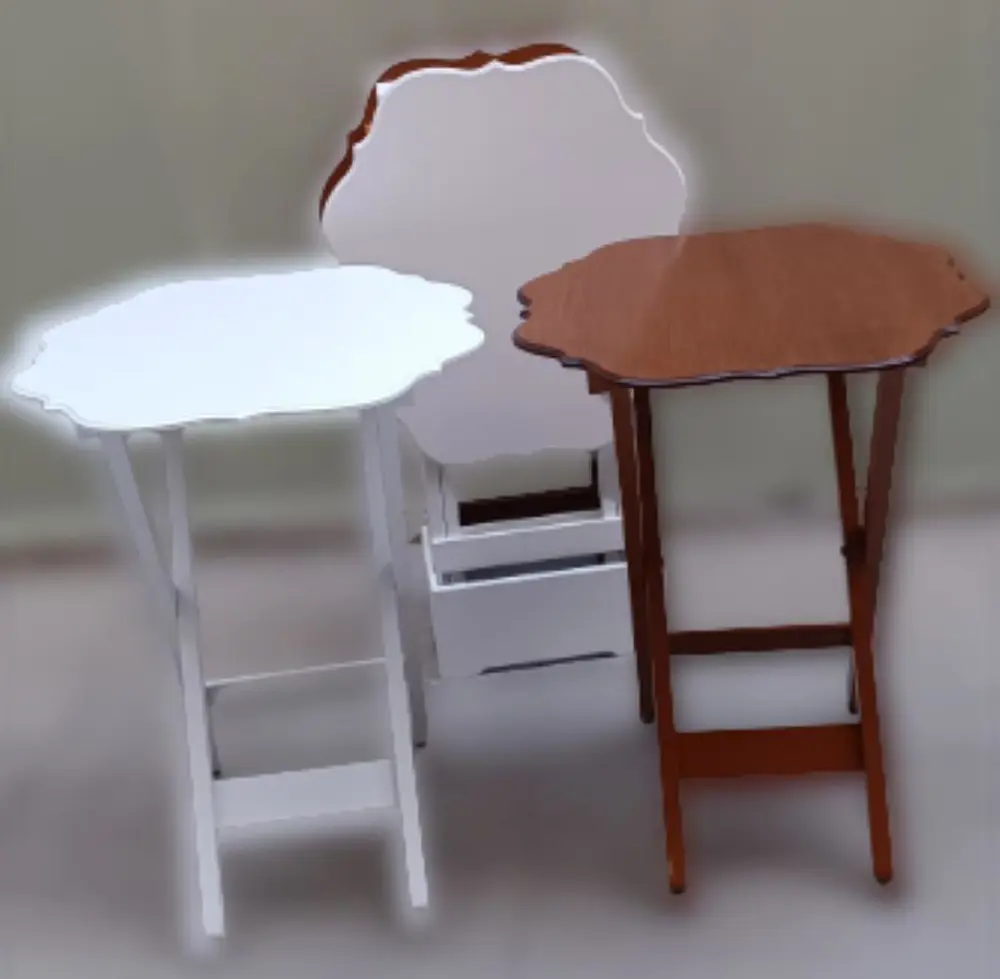 Zigon Çanta 90092 Sehpa Yonca Model Ahşap MDF Ceviz ve Beyaz Renk