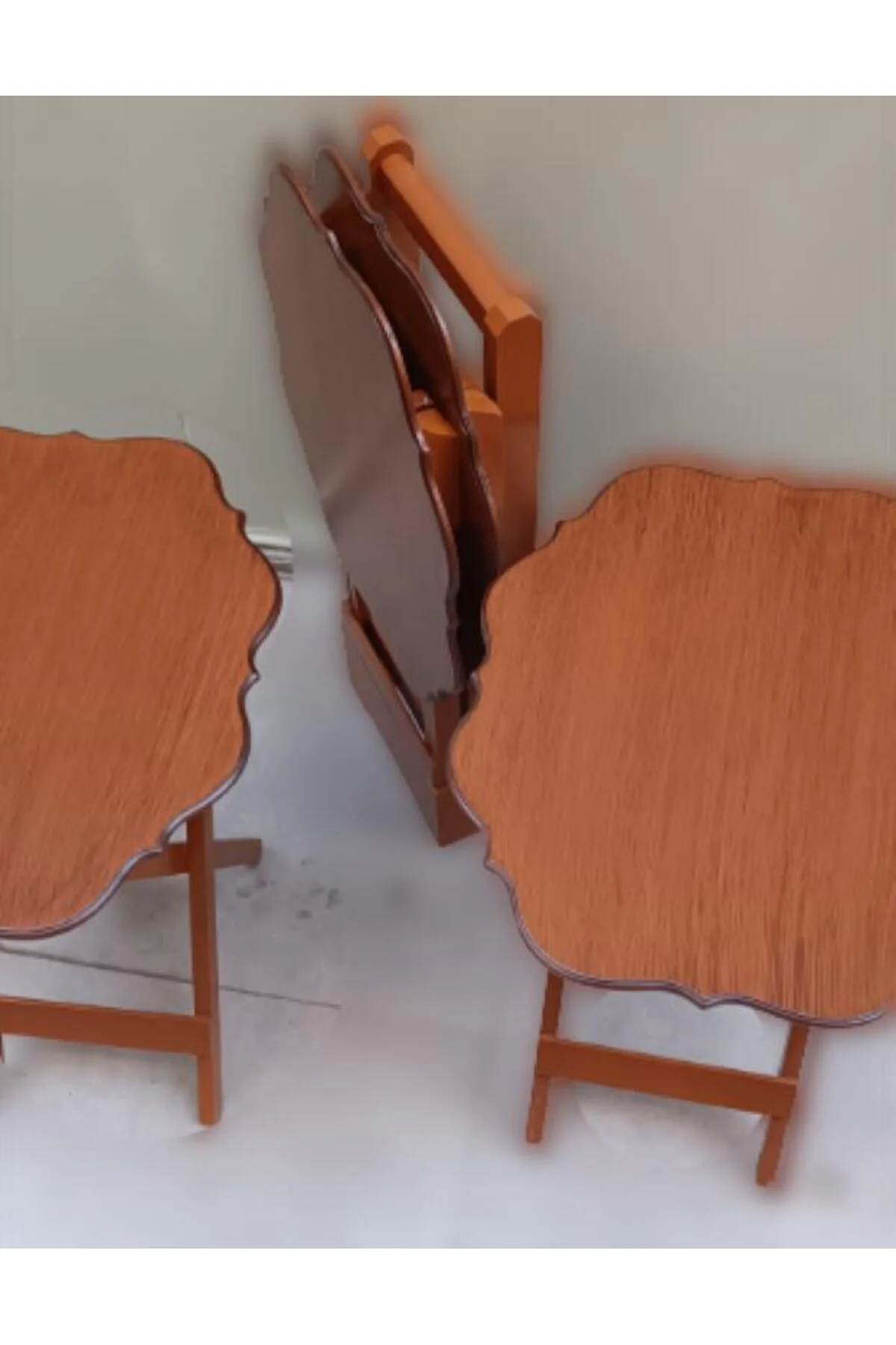 Zigon Çanta 90093 Yonca Takım Dörtlü Model Ahşap MDF parlak Ceviz Renk El Yapım - Görsel 2