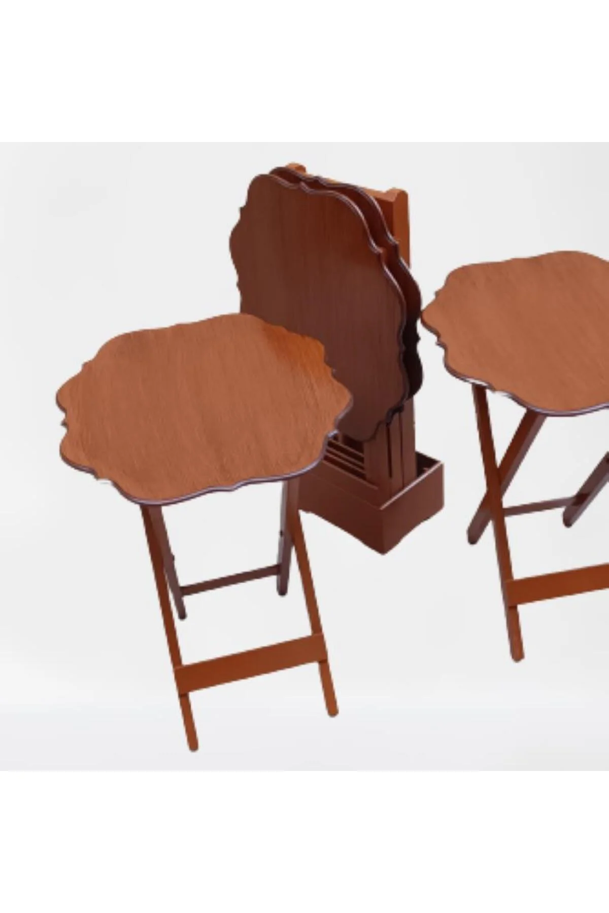 Zigon Çanta 90093 Yonca Takım Dörtlü Model Ahşap MDF parlak Ceviz Renk El Yapım - Görsel 4