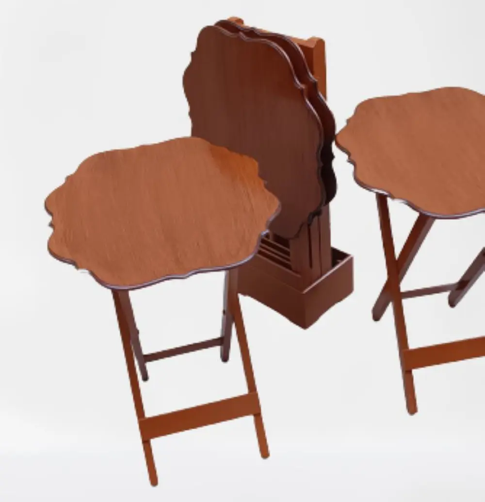 Zigon Çanta 90093 Yonca Takım Dörtlü Model Ahşap MDF parlak Ceviz