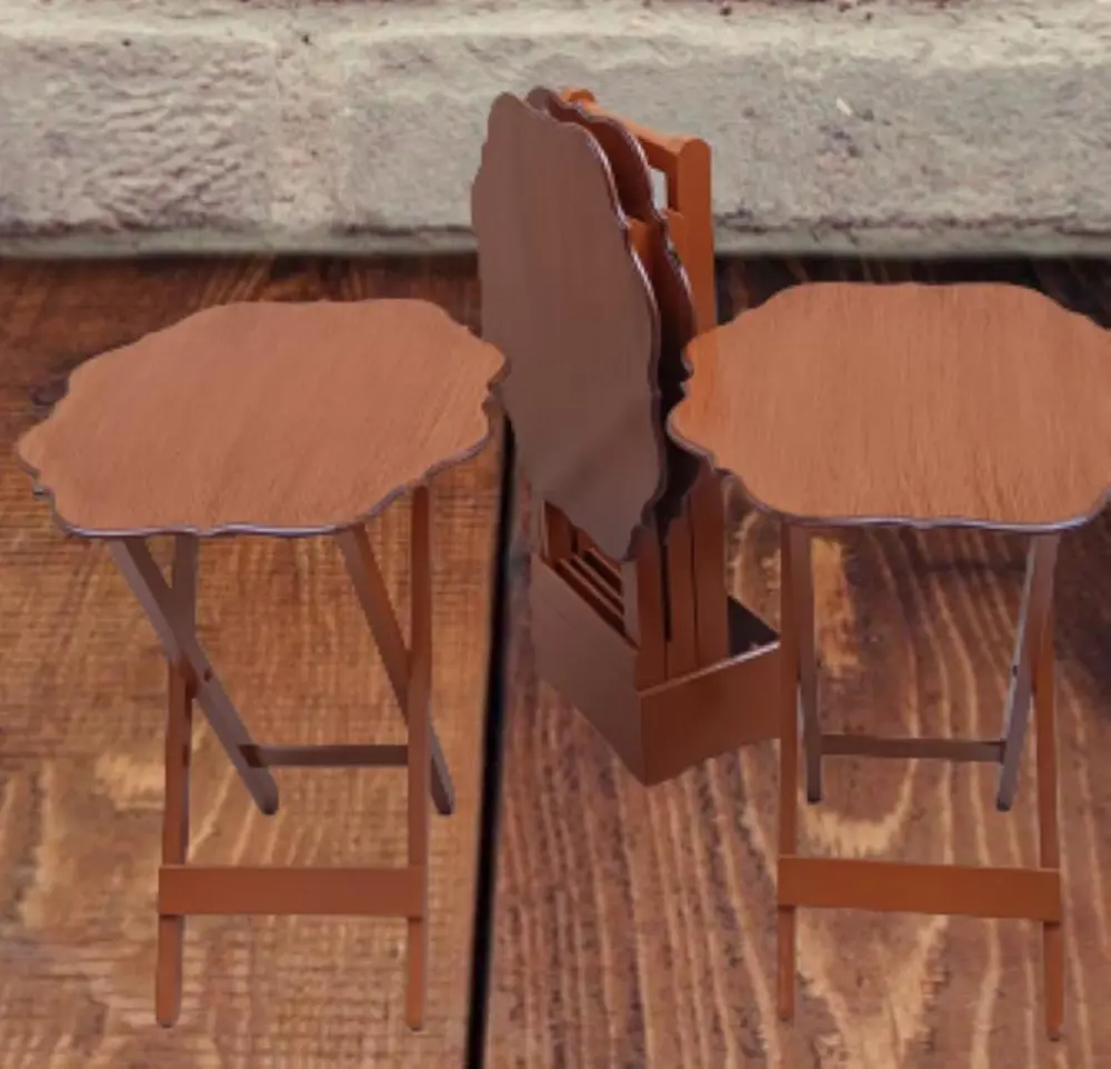 Zigon Çanta 90093 Yonca Takım Dörtlü Model Ahşap MDF parlak Ceviz