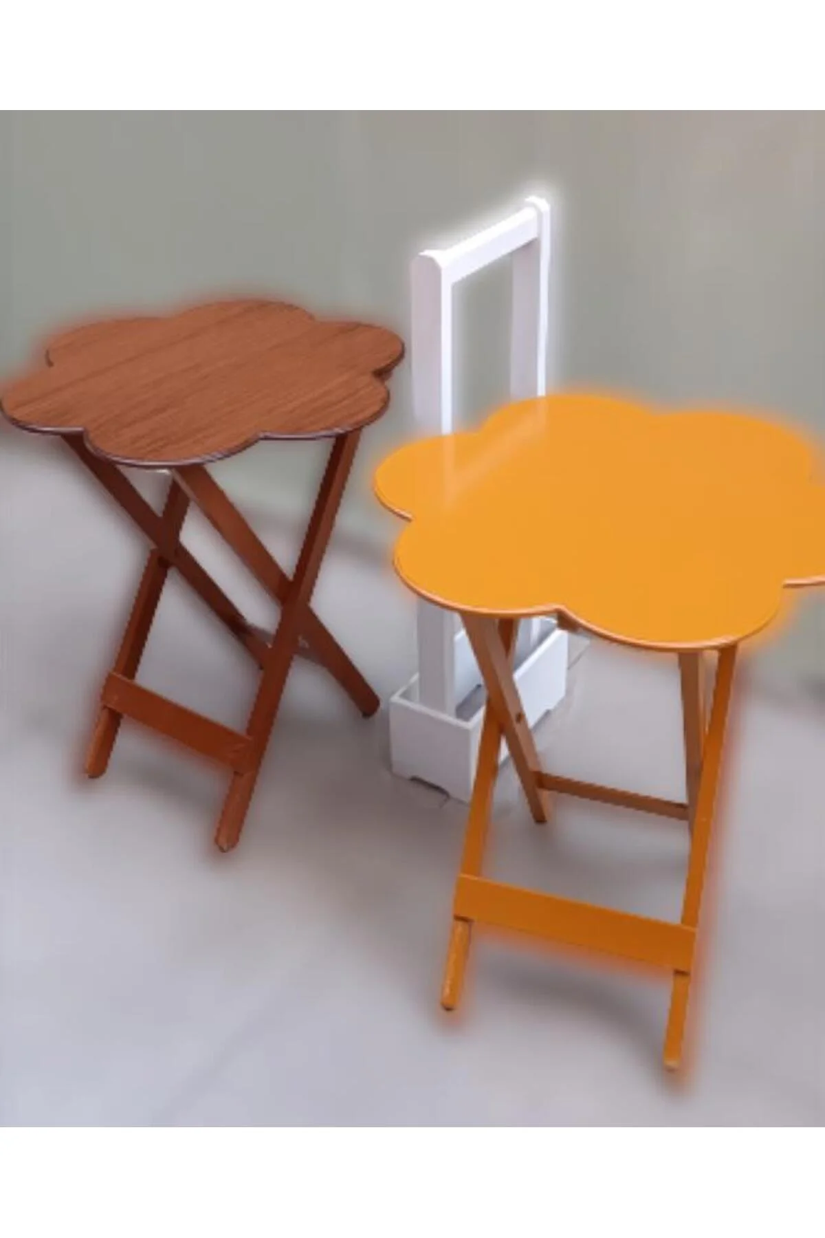 Zigon Çanta 90097 Papatya Model 2li Tk Ahşap MDF Hardal Ceviz Renk Uyum El Yapım - Görsel 3