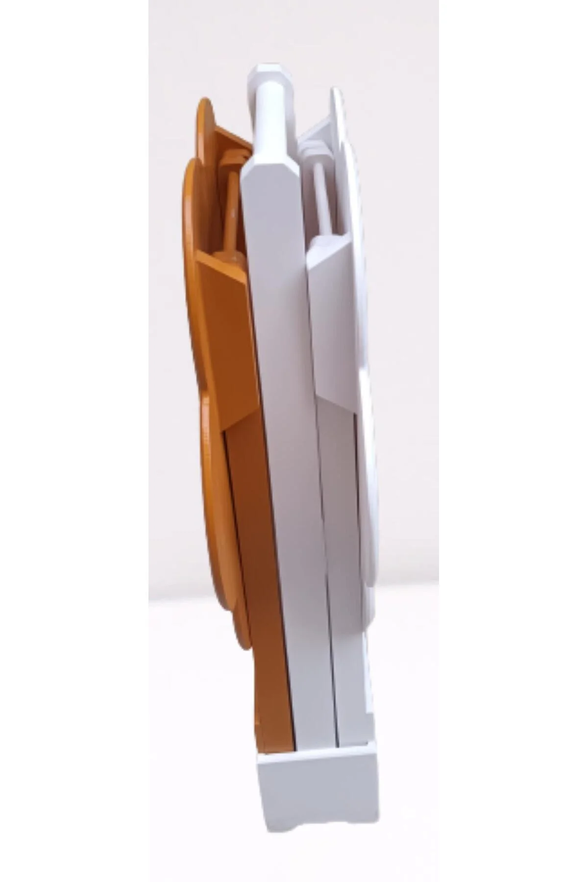 Zigon Çanta 90098 Sehpa Papatya Model 2li Tk Ahşap MDF Hardal-Beyaz Uyum El Yapım - Görsel 6