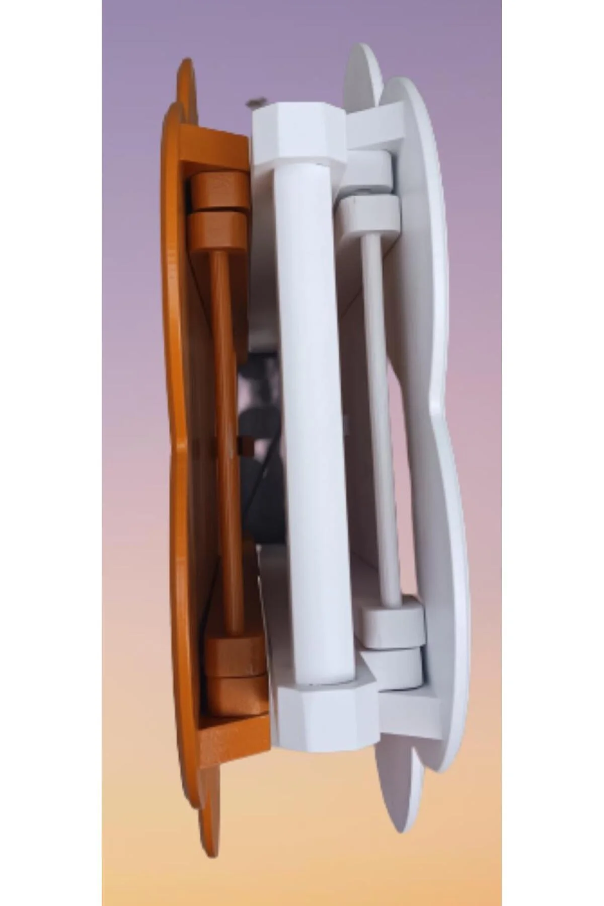 Zigon Çanta 90098 Sehpa Papatya Model 2li Tk Ahşap MDF Hardal-Beyaz Uyum El Yapım - Görsel 5