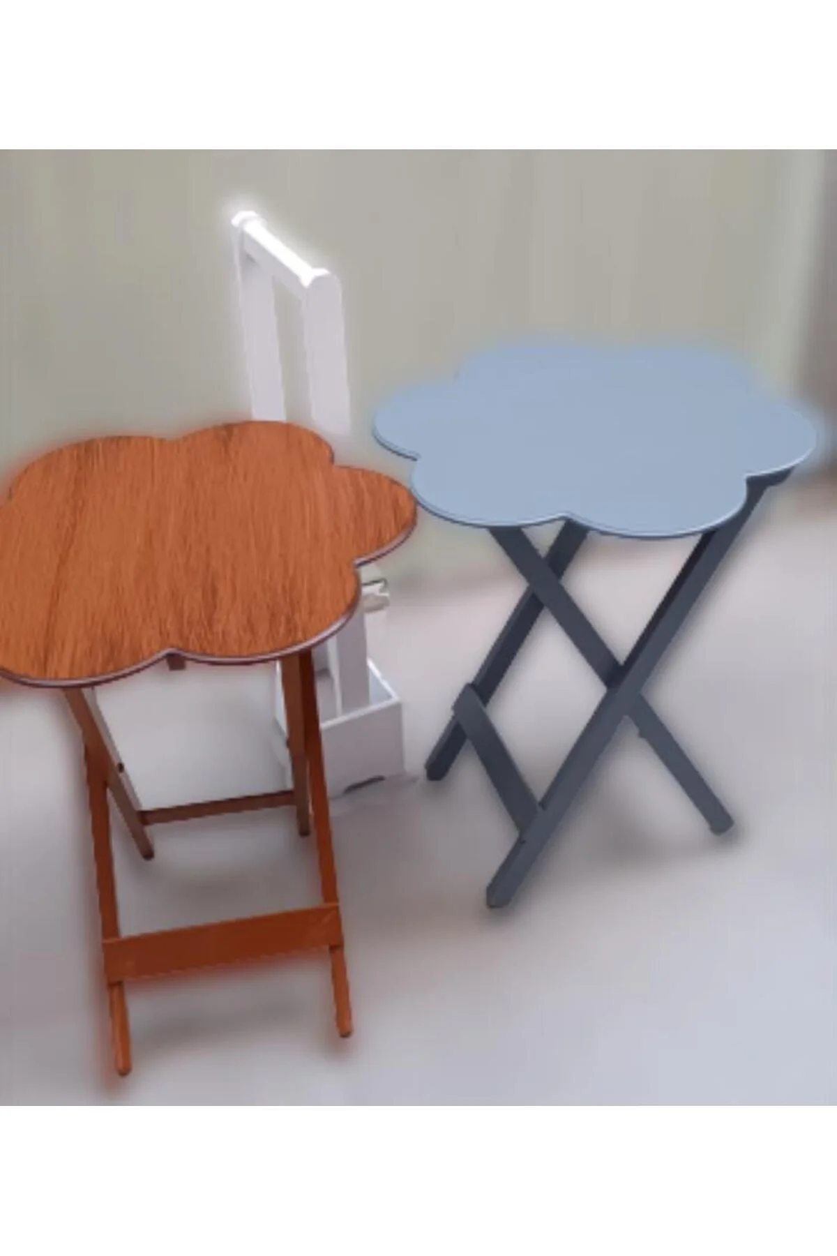 Zigon Çanta 90100 Sehpa Papatya Model İkili Tk Ahşap MDF Ceviz-Gri Renk El Yapım - Görsel 6