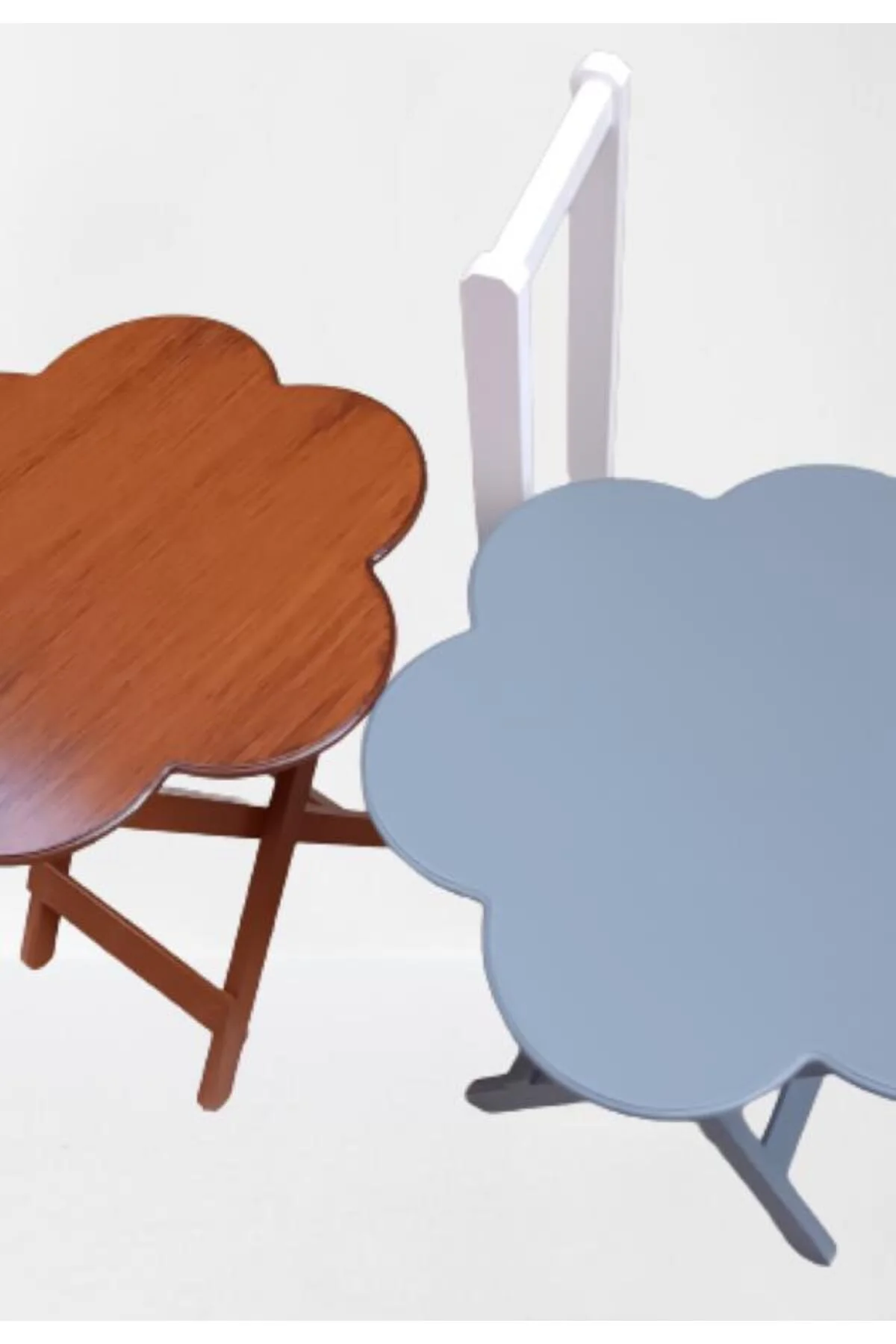Zigon Çanta 90100 Sehpa Papatya Model İkili Tk Ahşap MDF Ceviz-Gri Renk El Yapım - Görsel 3