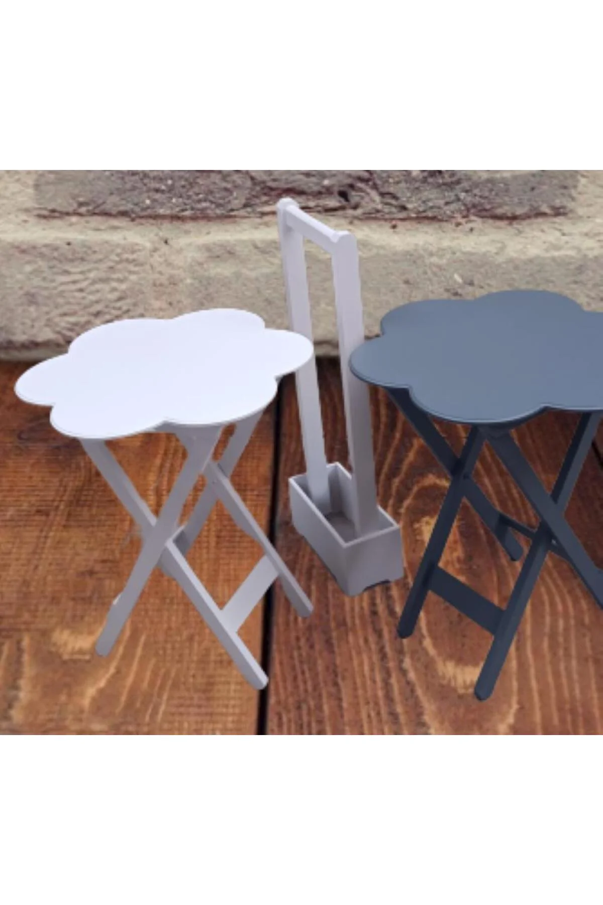 Zigon Çanta 90101 Papatya Model 2li Tk Ahşap MDF Beyaz-Gri Renk Uyum El Yapım - Görsel 4