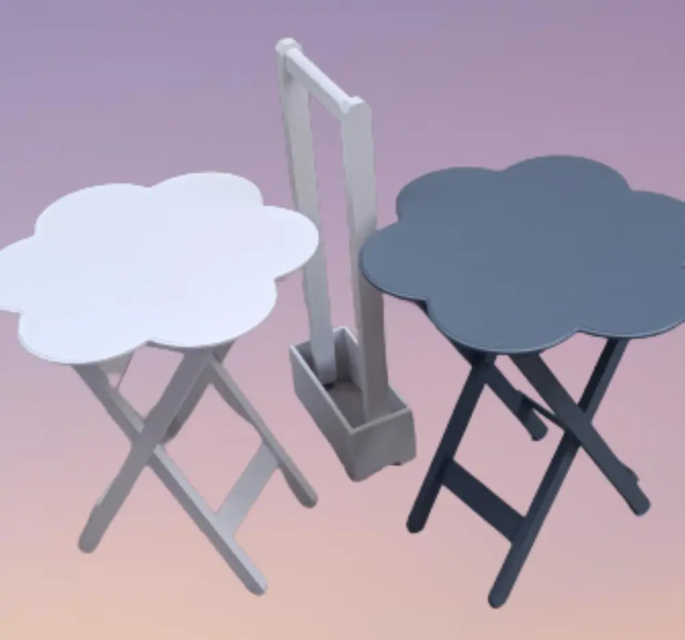 Zigon Çanta 90101 Papatya  Model 2li Tk Ahşap MDF Beyaz-Gri Renk 