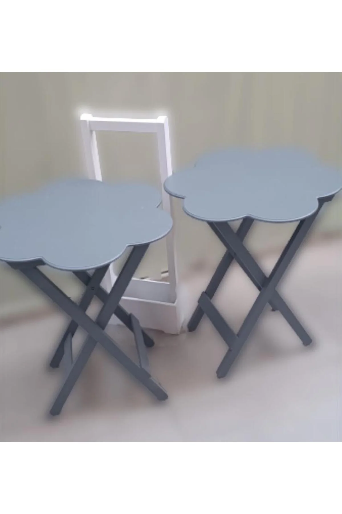 Zigon Çanta 90102 Sehpa Papatya Model İkili Tk Ahşap Mdf Gri Renk Uyum El Yapım - Görsel 6