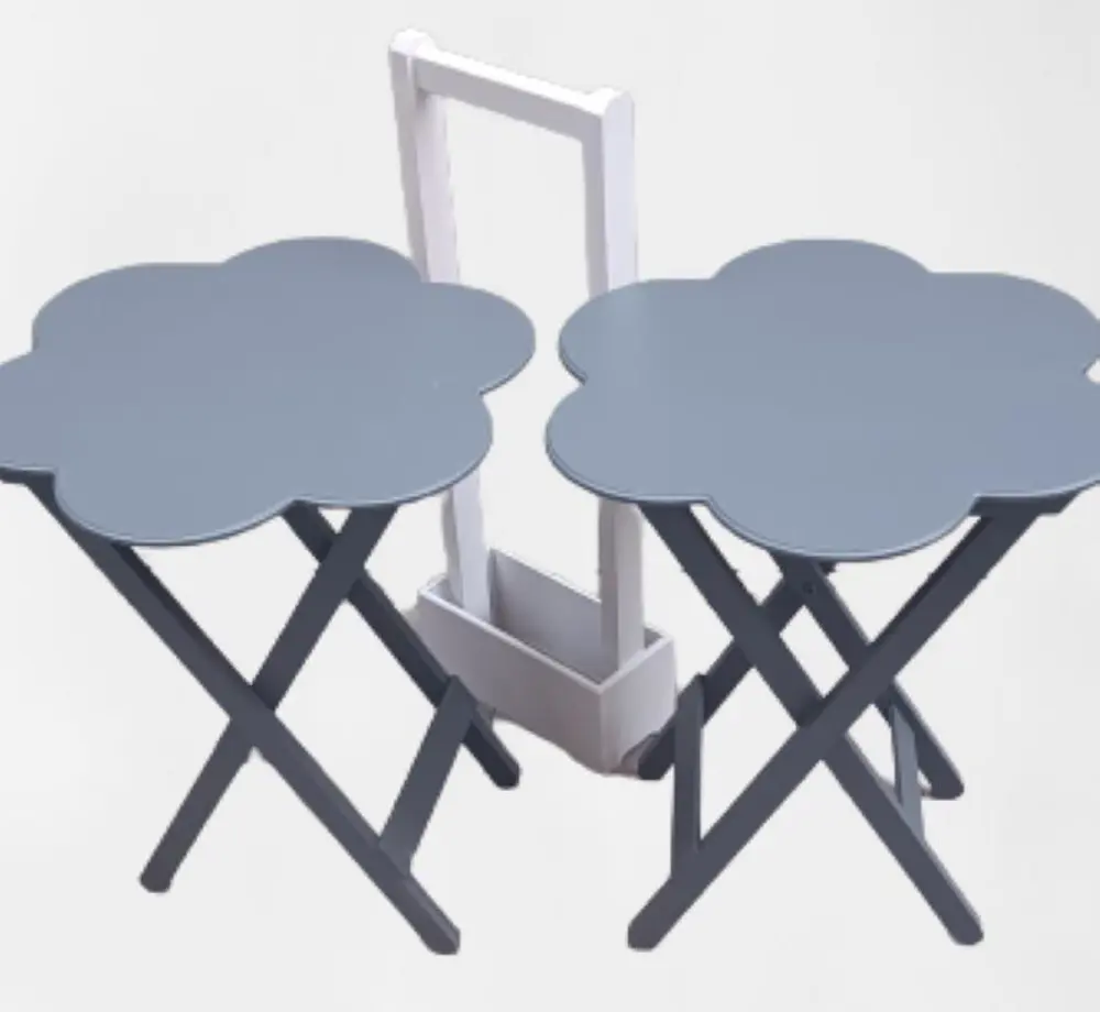 Zigon Çanta 90102 Sehpa Papatya  Model İkili Tk Ahşap Mdf Gri Ren