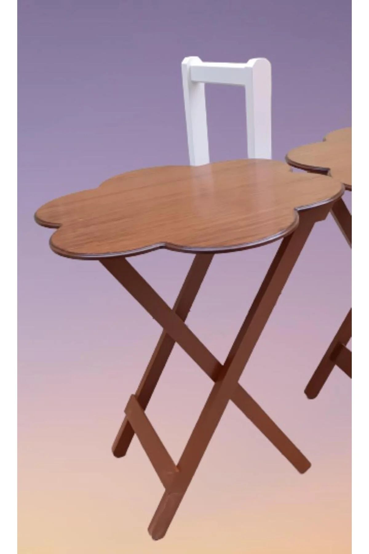 Zigon Çanta 90103 Sehpa Papatya Model 2li Takım Ahşap MDF Ceviz Renk Uyum El Yapı - Görsel 2