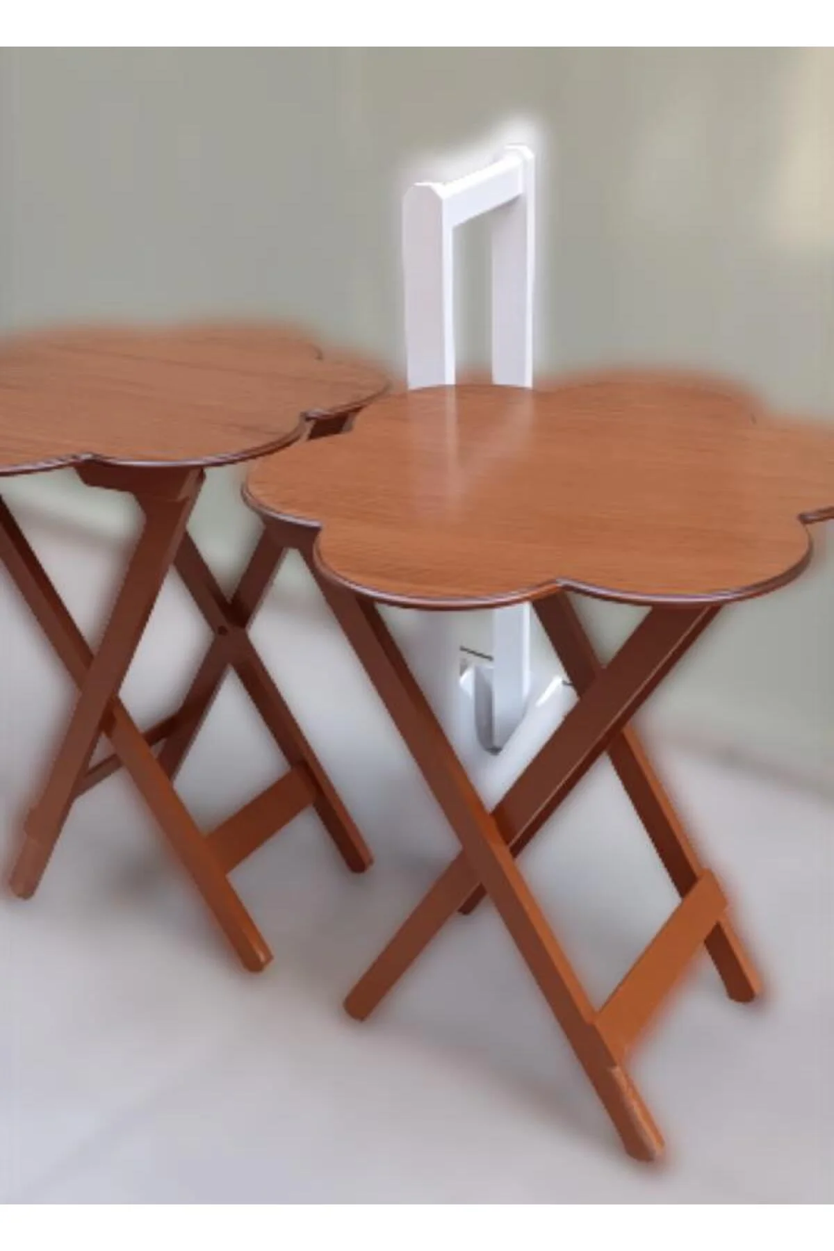 Zigon Çanta 90103 Sehpa Papatya Model 2li Takım Ahşap MDF Ceviz Renk Uyum El Yapı - Görsel 3