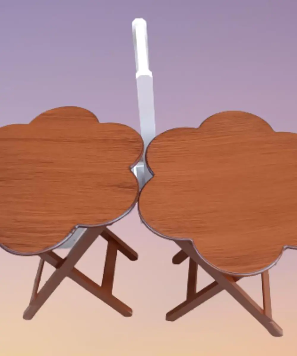 Zigon Çanta 90103 Sehpa Papatya Model 2li Takım Ahşap MDF Ceviz R