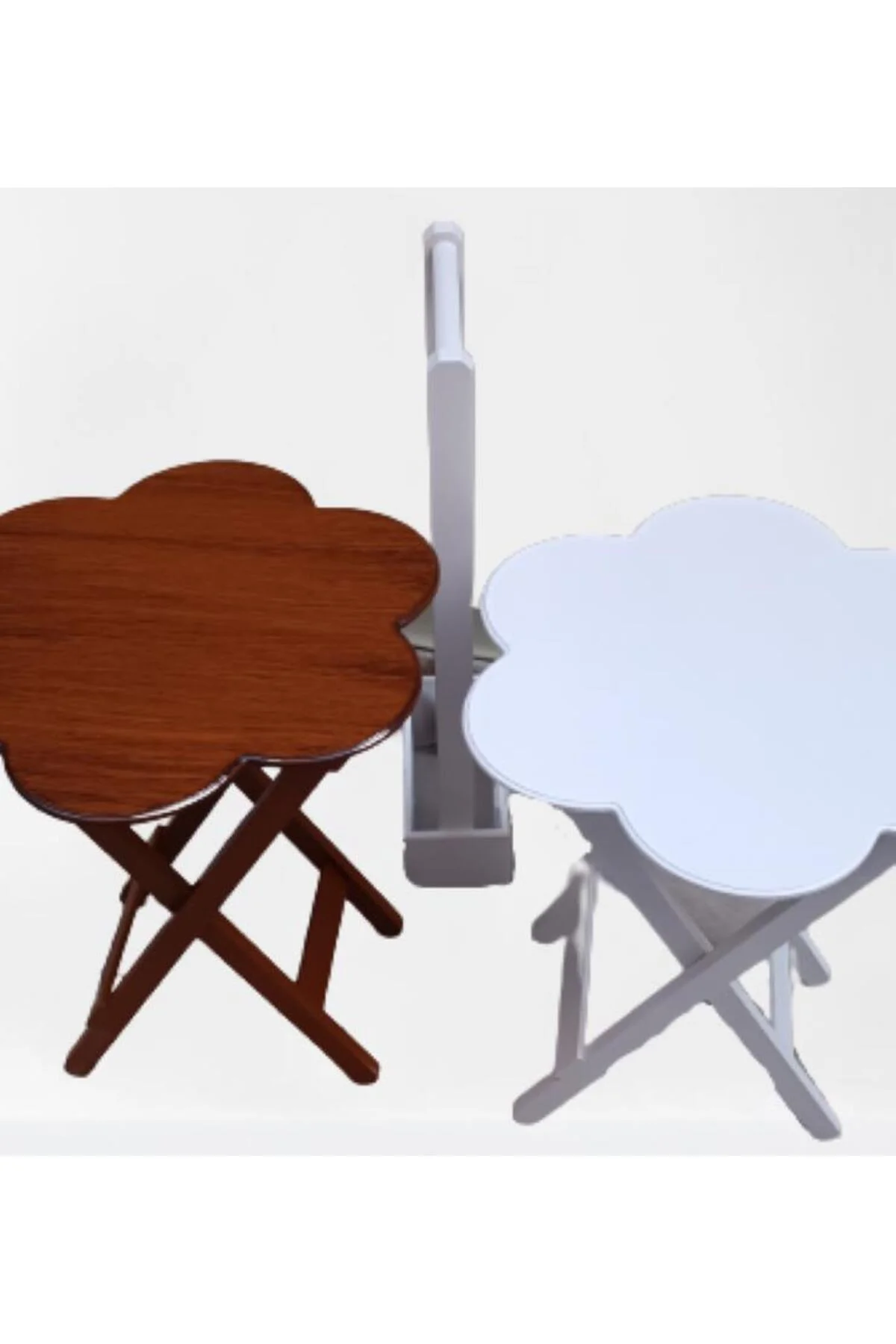 Zigon Çanta 90104 Papatya sehpa Model 2li Ahşap MDF Beyaz Ceviz Uyum El Yapım - Görsel 6