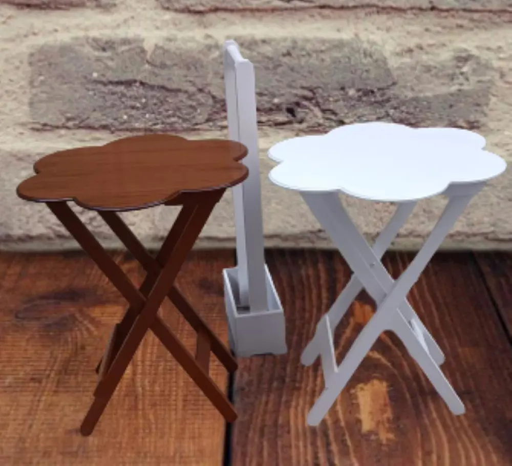 Zigon Çanta 90104 Papatya sehpa Model 2li Ahşap MDF Beyaz Ceviz U