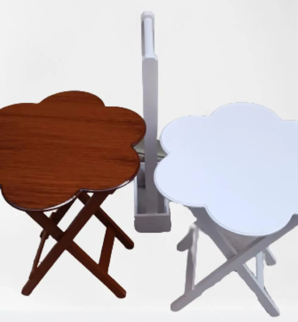 Zigon Çanta 90104 Papatya sehpa Model 2li Ahşap MDF Beyaz Ceviz U