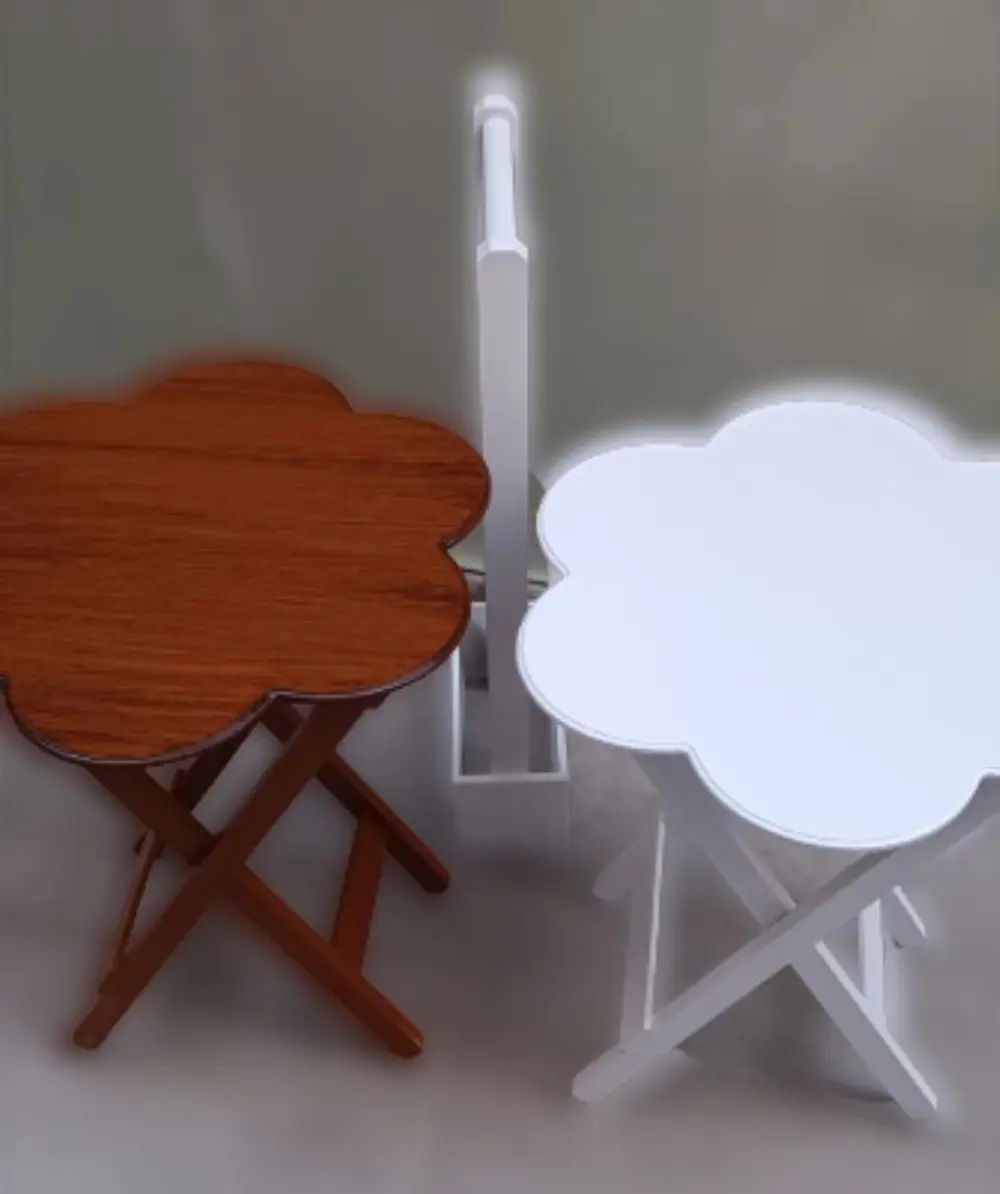 Zigon Çanta 90104 Papatya sehpa Model 2li Ahşap MDF Beyaz Ceviz U