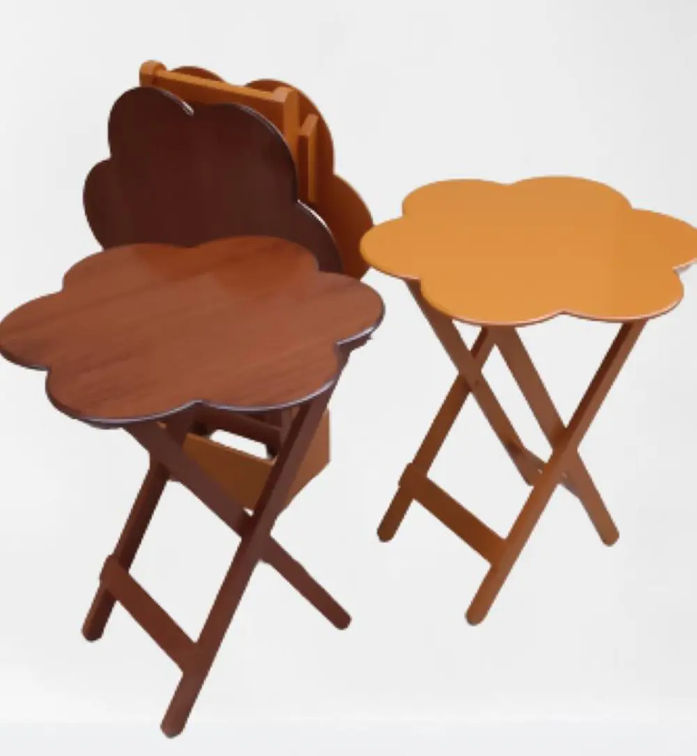 Zigon Çanta 90106 Sehpa Papatya Model Dörtlü Ahşap MDF Ceviz-Hard