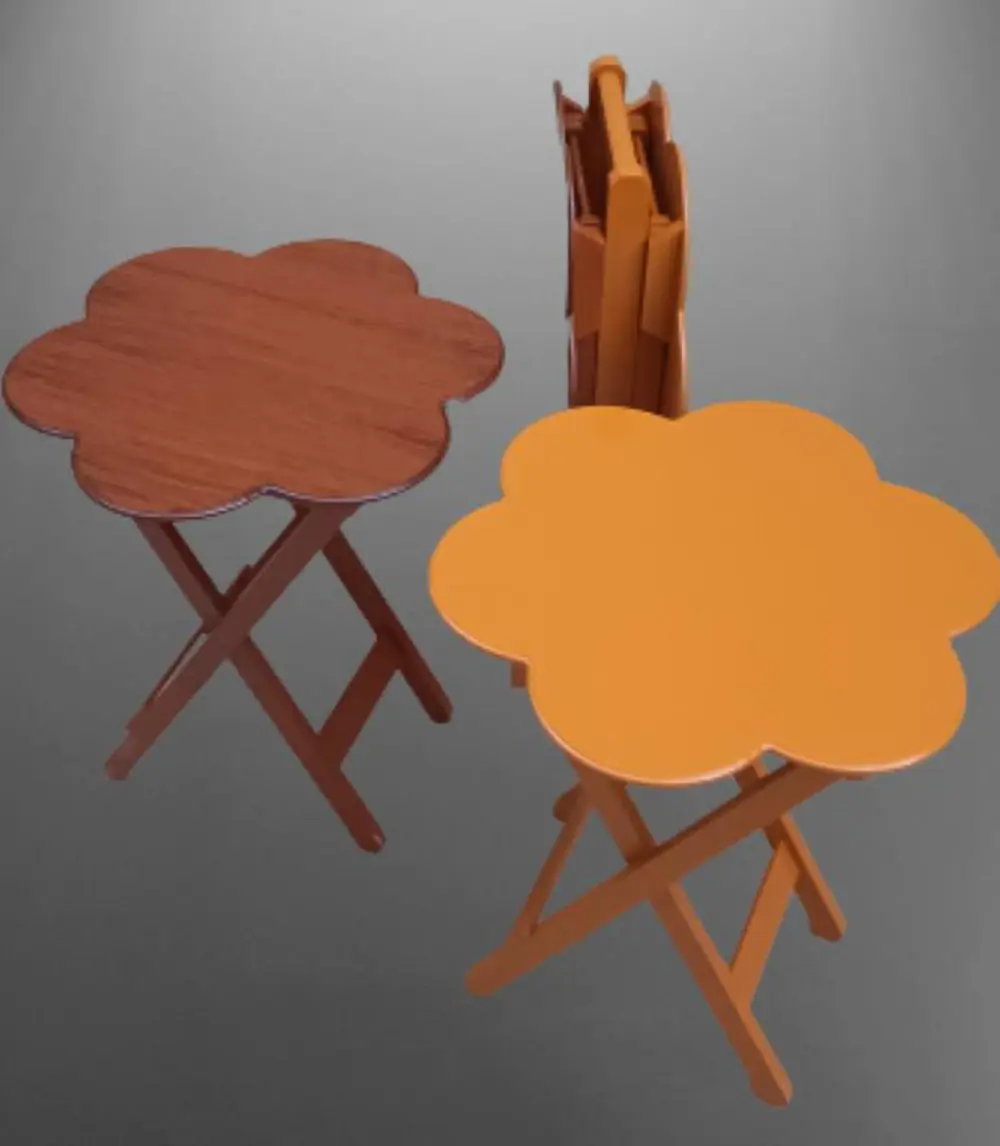 Zigon Çanta 90106 Sehpa Papatya Model Dörtlü Ahşap MDF Ceviz-Hard